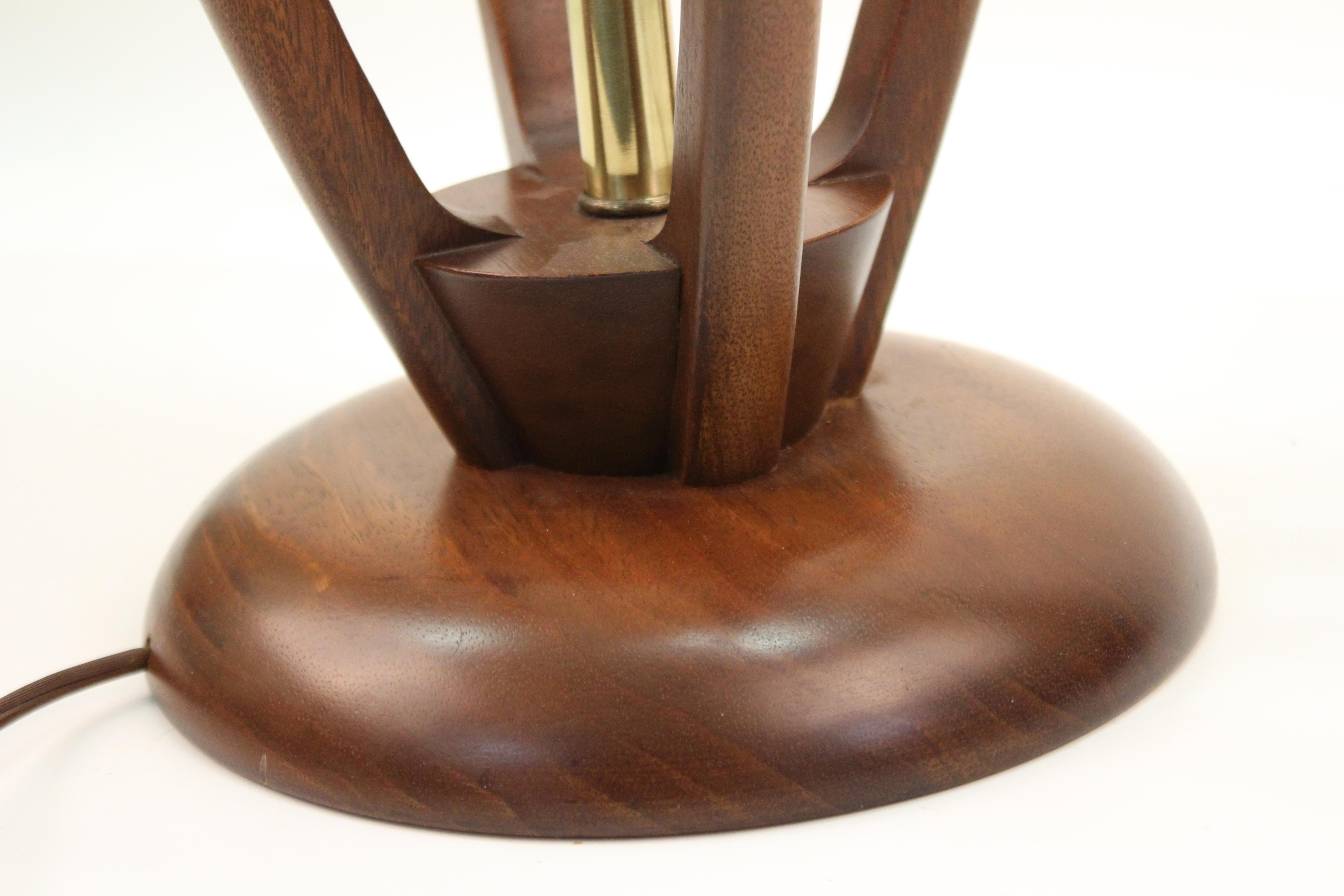 Mid-Century Modern Teak Table Lamp In Style of Modeline 6