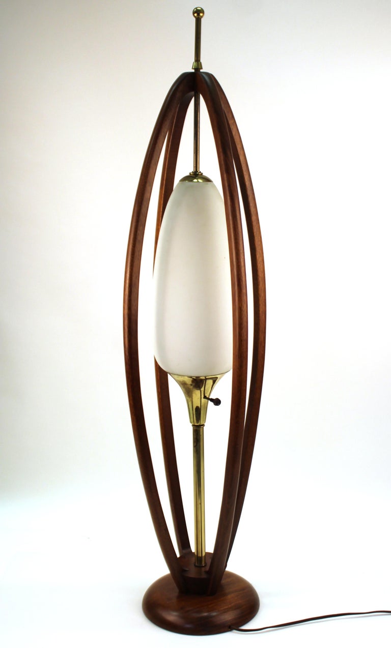Mid-Century Modern Teak Table Lamp In Style of Modeline ...