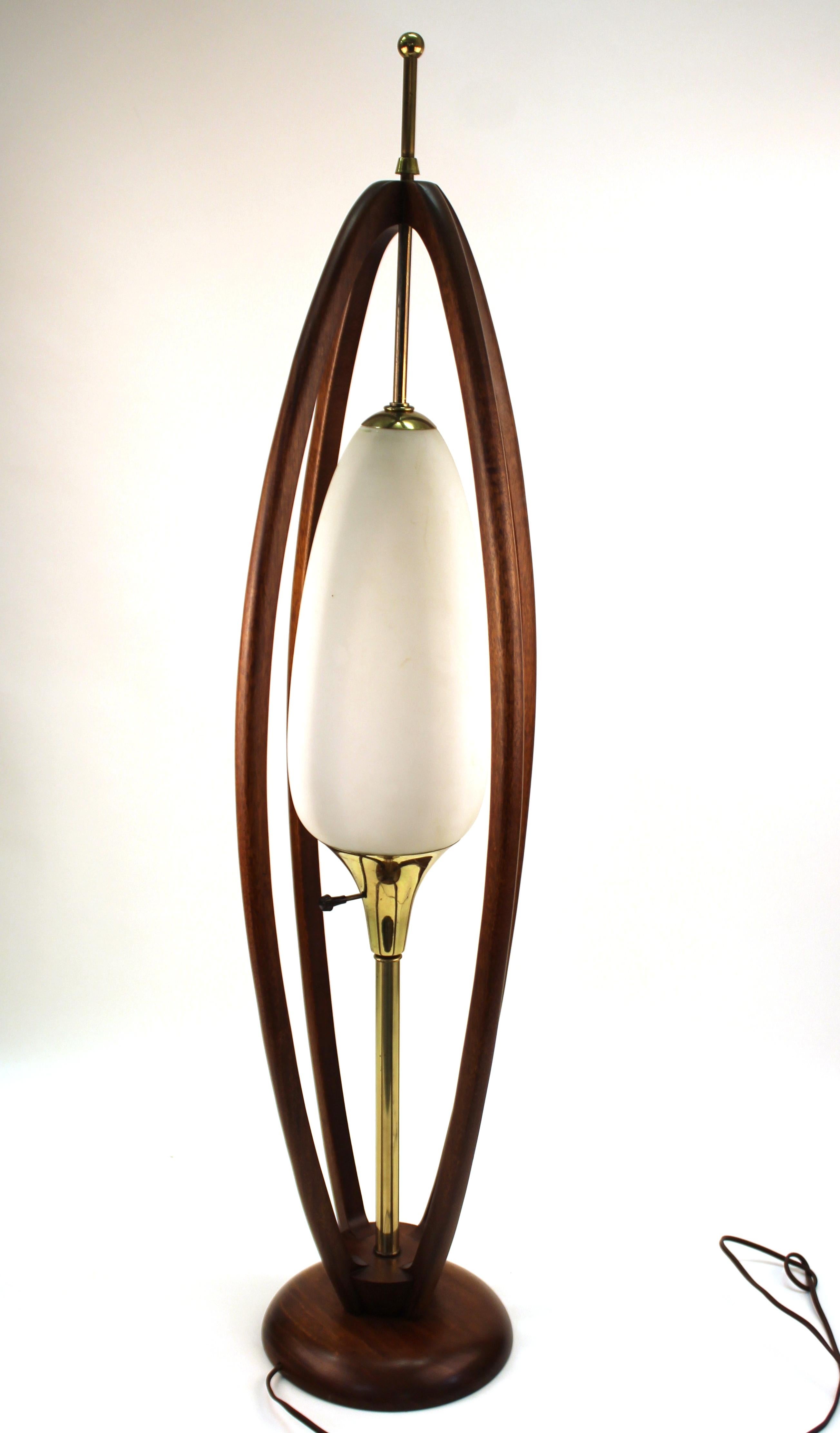 North American Mid-Century Modern Teak Table Lamp In Style of Modeline