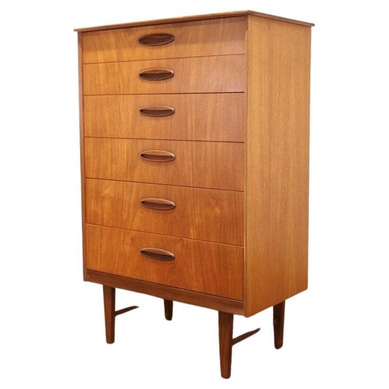 MidCentury Modern Teak Tall Boy Dresser by Homeworthy Vintage Danish