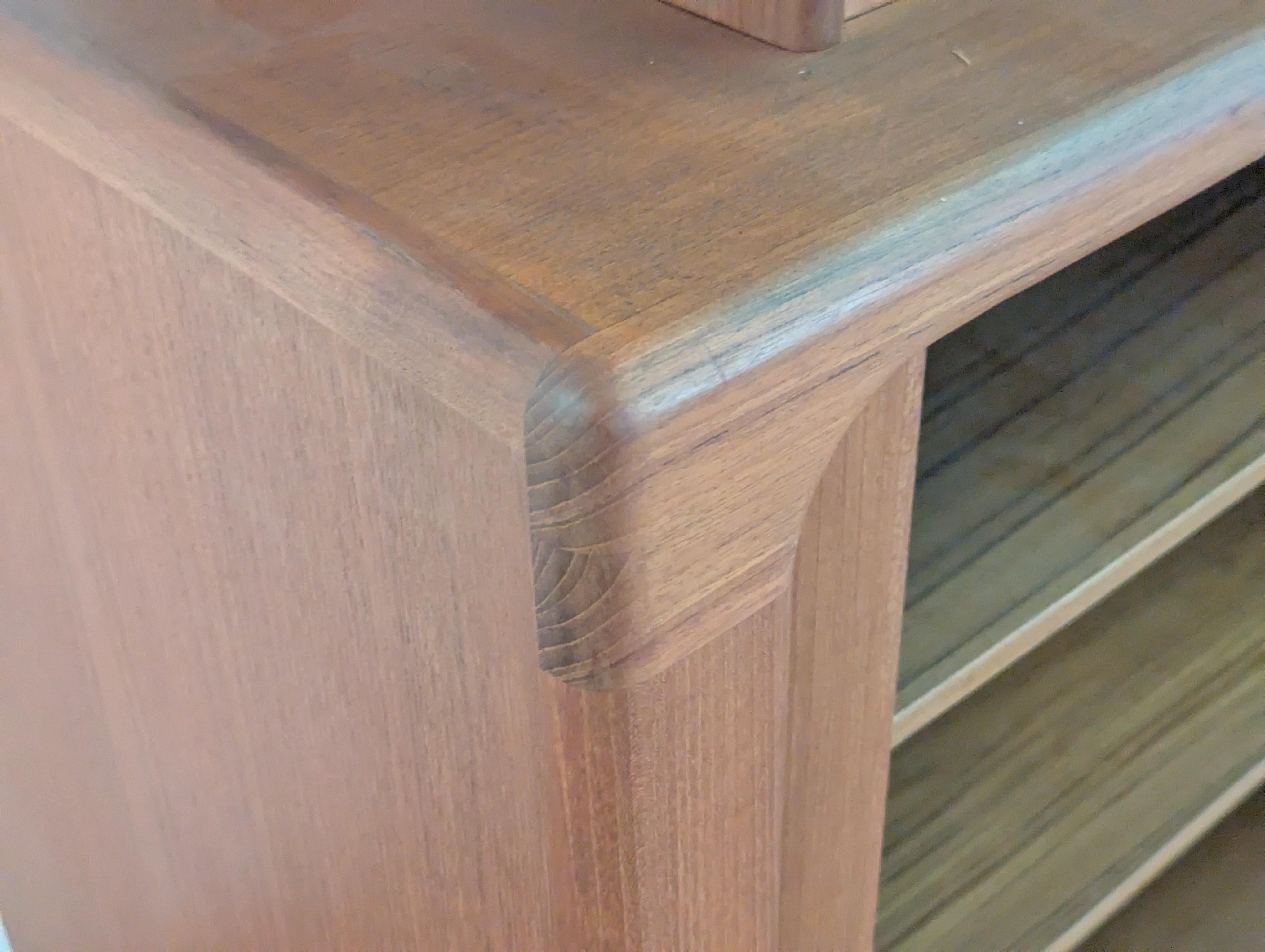 Mid Century Modern Teak Tambour Door Hutch Cabinet Credenza by Dyrlund, c1960s 4