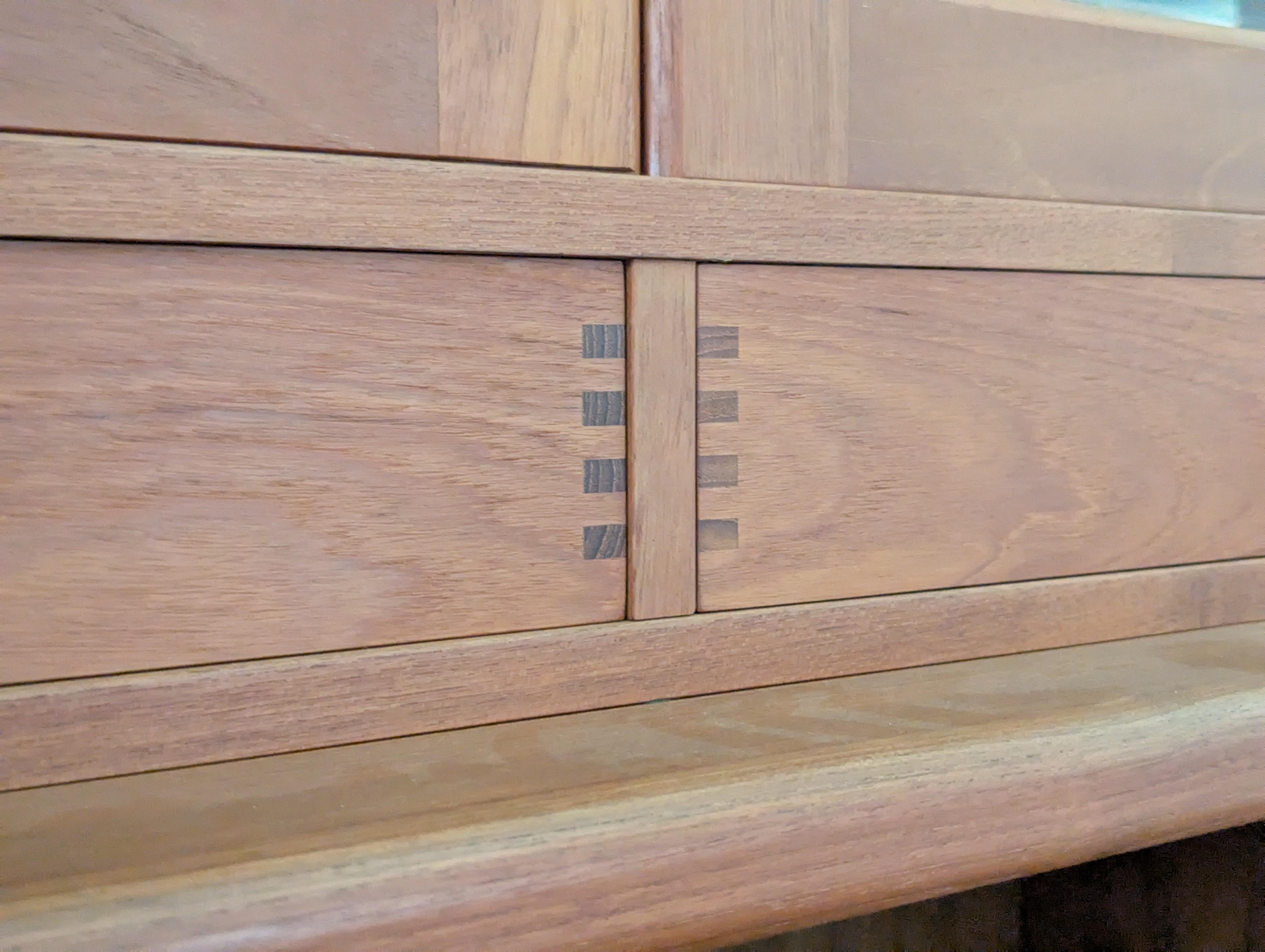 Mid Century Modern Teak Tambour Door Hutch Cabinet Credenza by Dyrlund, c1960s 5