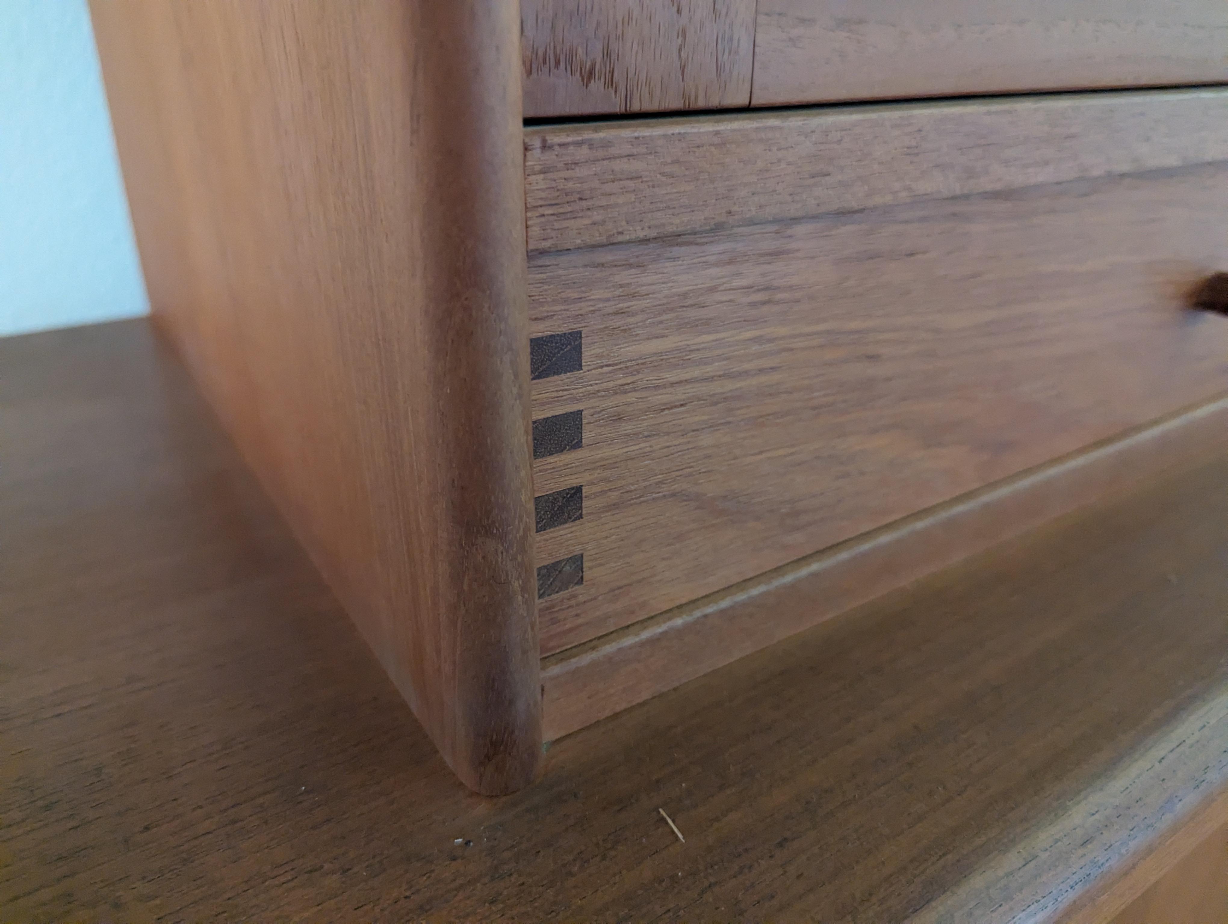 Danish Mid Century Modern Teak Tambour Door Hutch Cabinet Credenza by Dyrlund, c1960s
