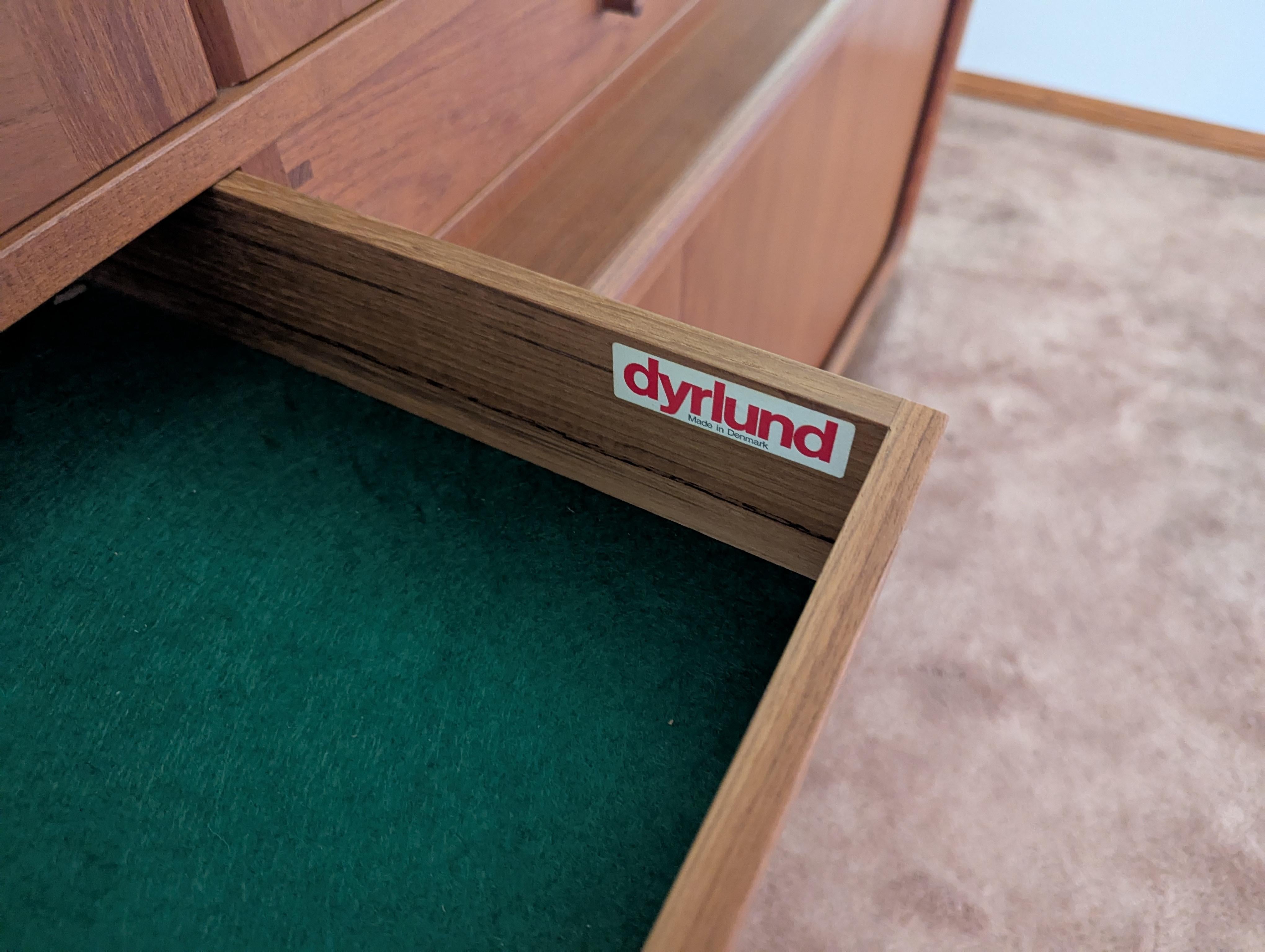 Mid Century Modern Teak Tambour Door Hutch Cabinet Credenza by Dyrlund, c1960s In Good Condition In Chino Hills, CA