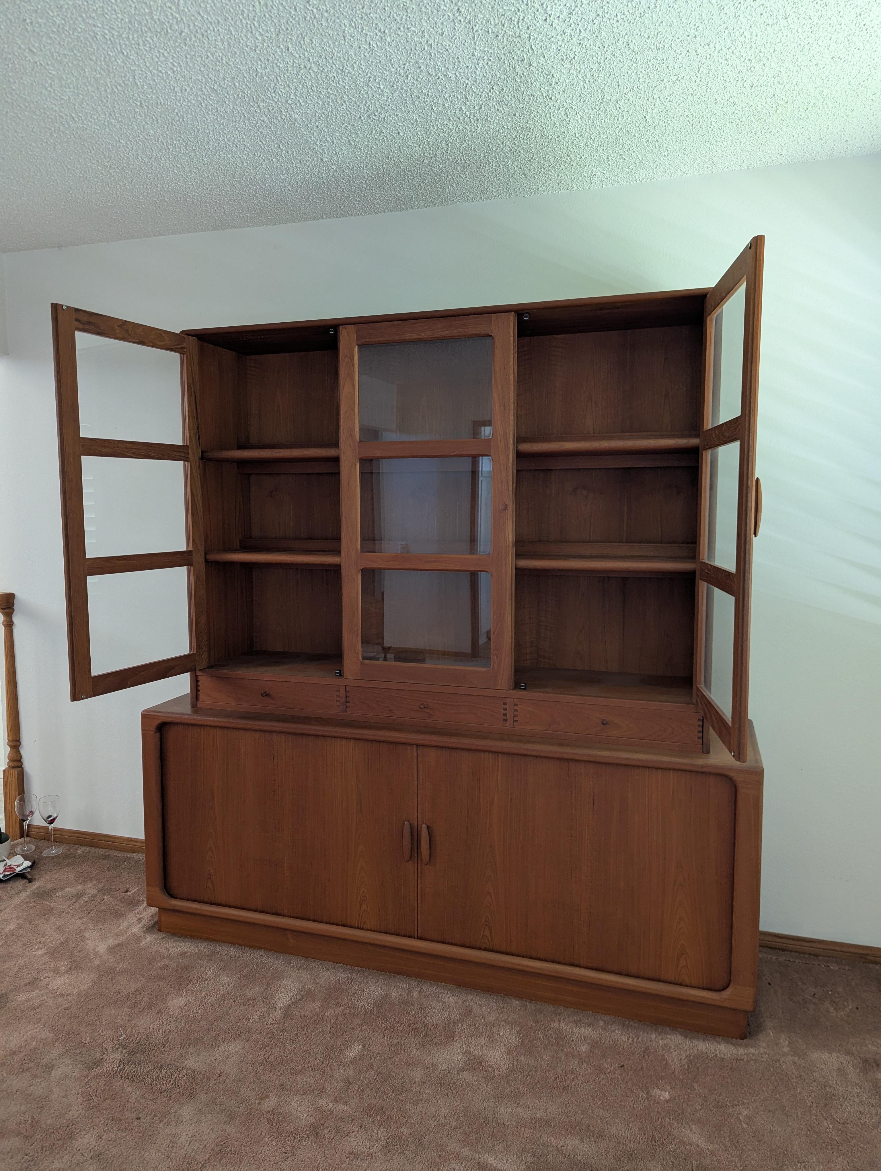 Mid-20th Century Mid Century Modern Teak Tambour Door Hutch Cabinet Credenza by Dyrlund, c1960s