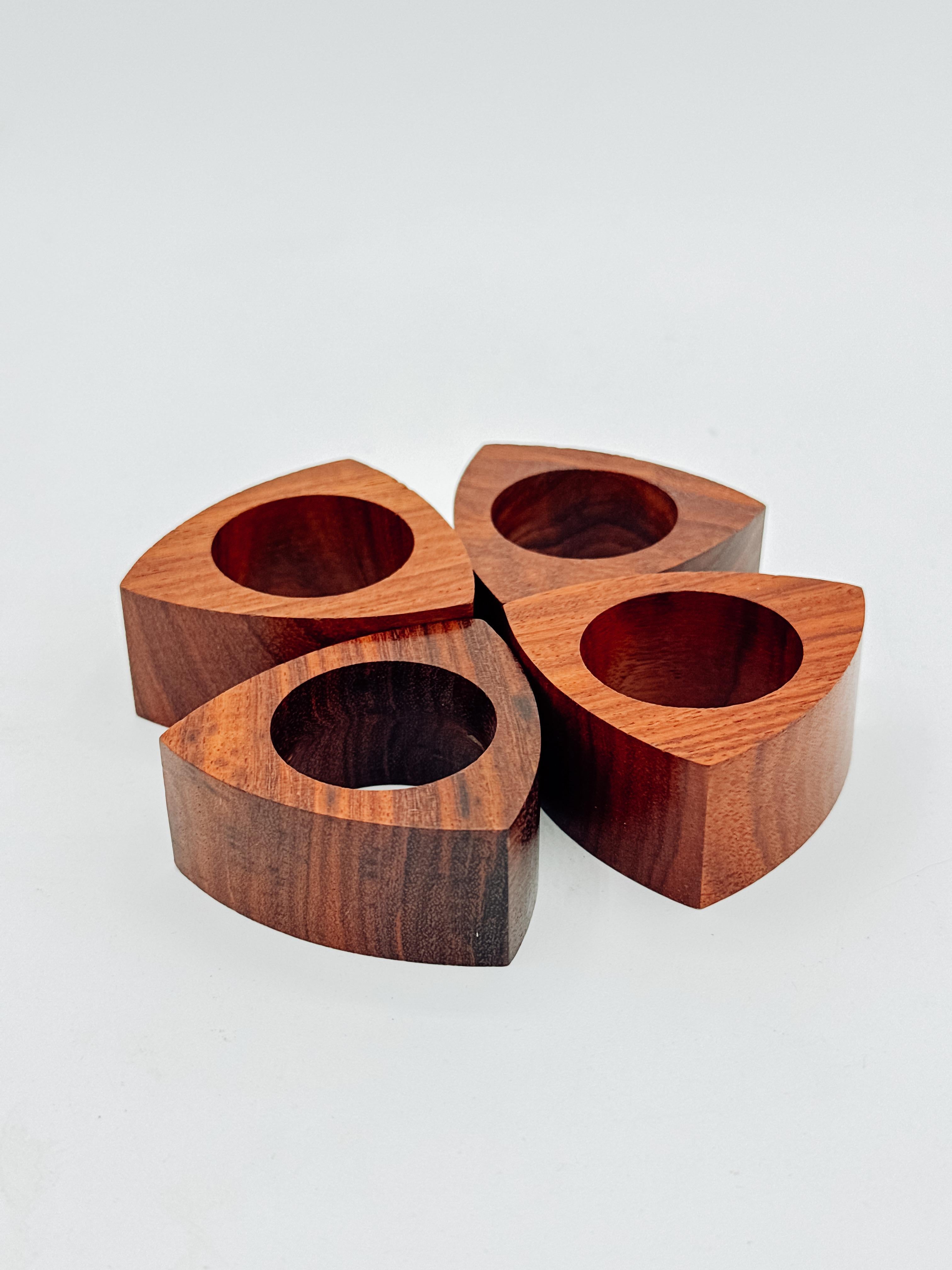 Mid-Century Modern Teak Triangle Napkin Holders – Set of 4, 1960s In Good Condition For Sale In Toronto, CA