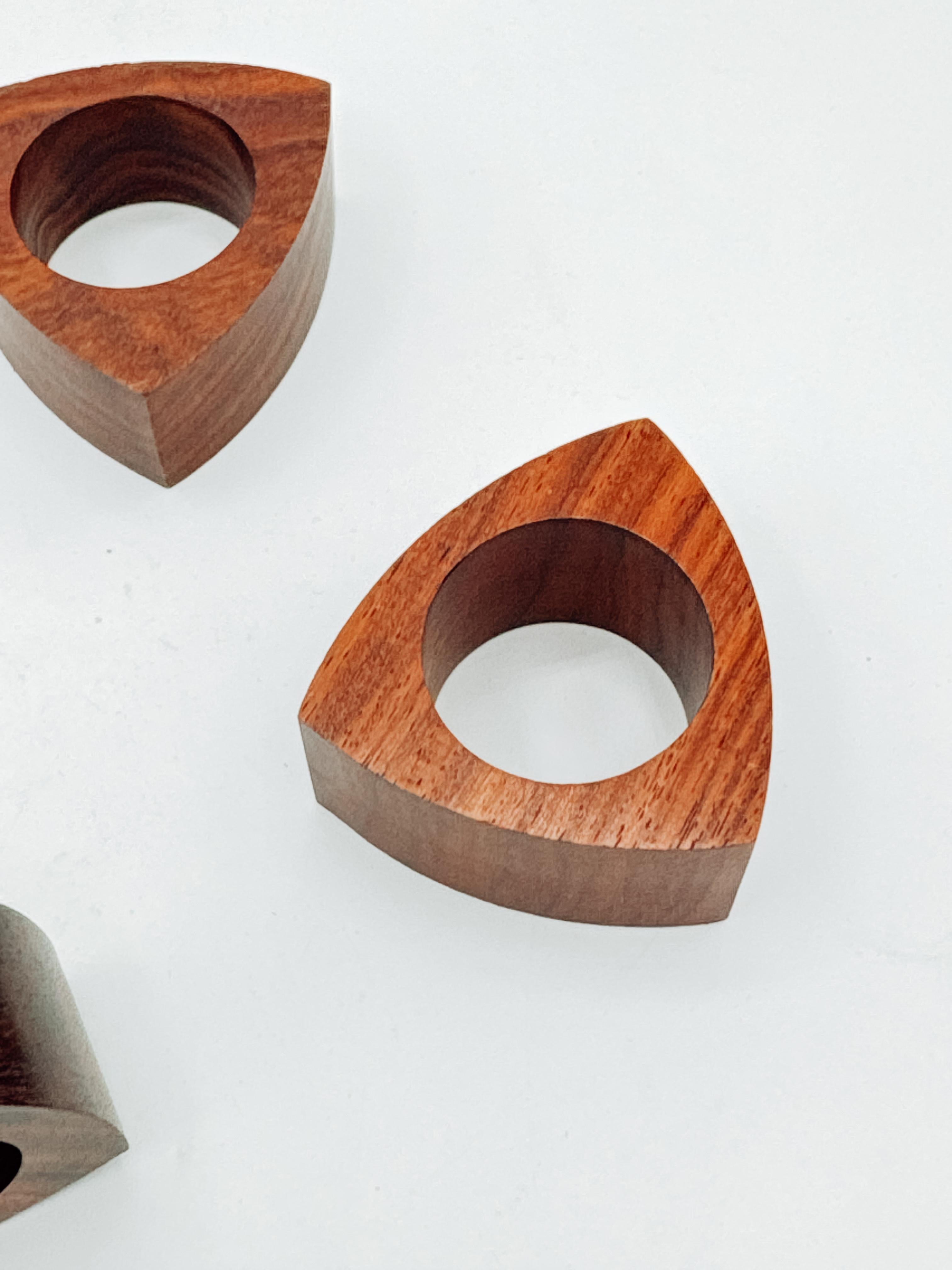20th Century Mid-Century Modern Teak Triangle Napkin Holders – Set of 4, 1960s For Sale