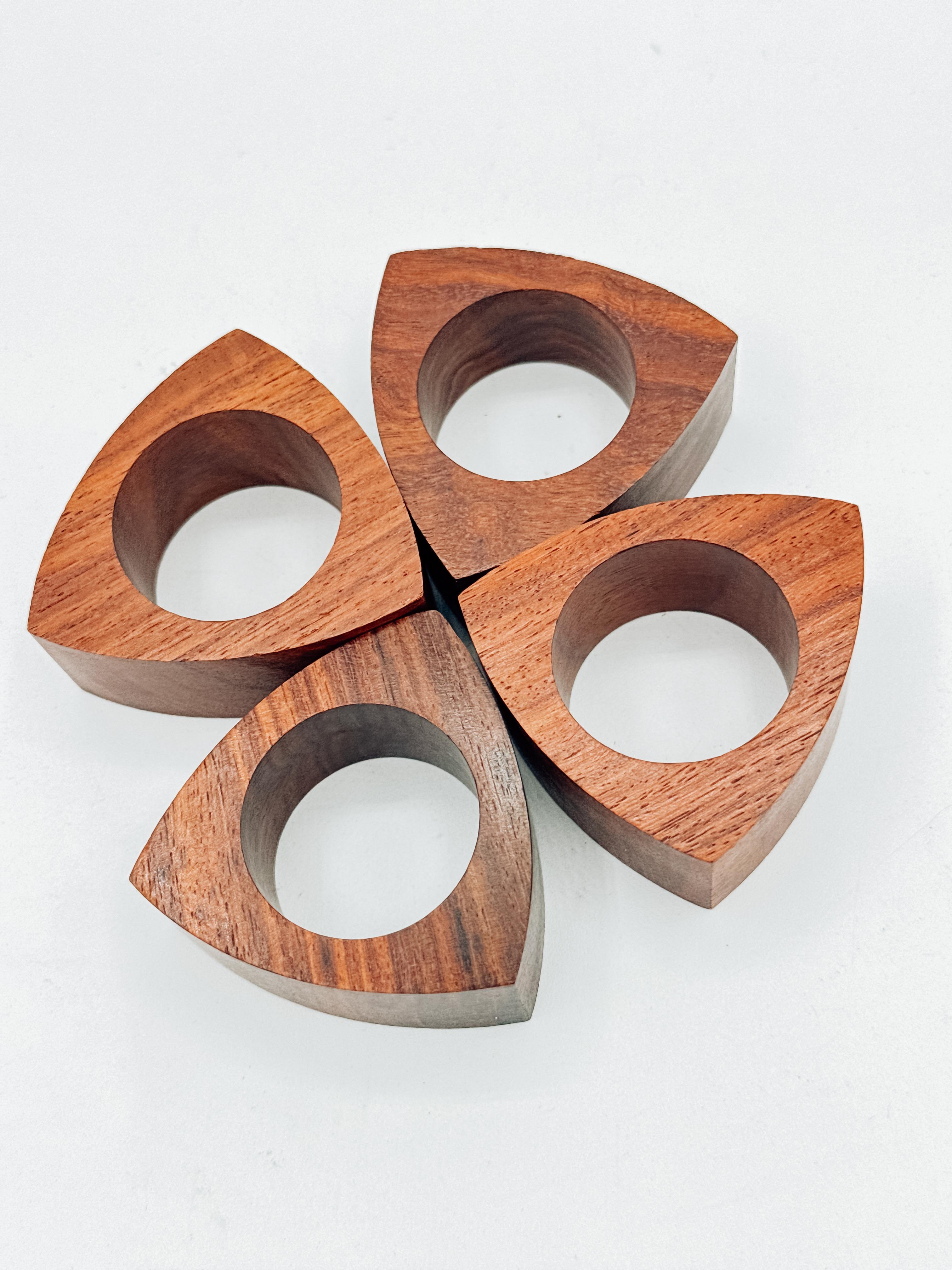 Mid-Century Modern Teak Triangle Napkin Holders – Set of 4, 1960s For Sale 1
