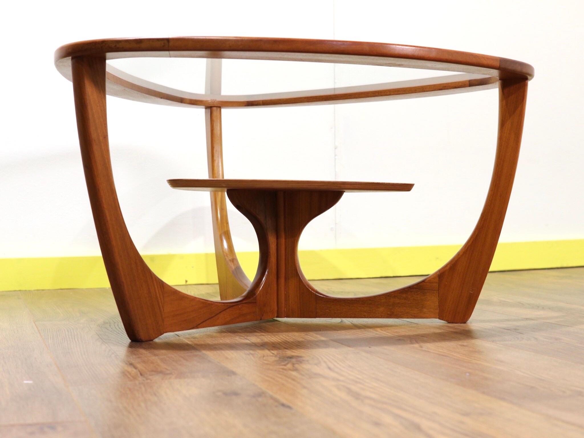 20th Century Mid-Century Modern Teak Triangular Glass Coffee Table