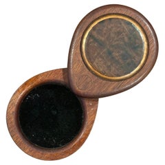 Mid-Century Modern Teak Trinket Box with Burlwood Inset, Signed