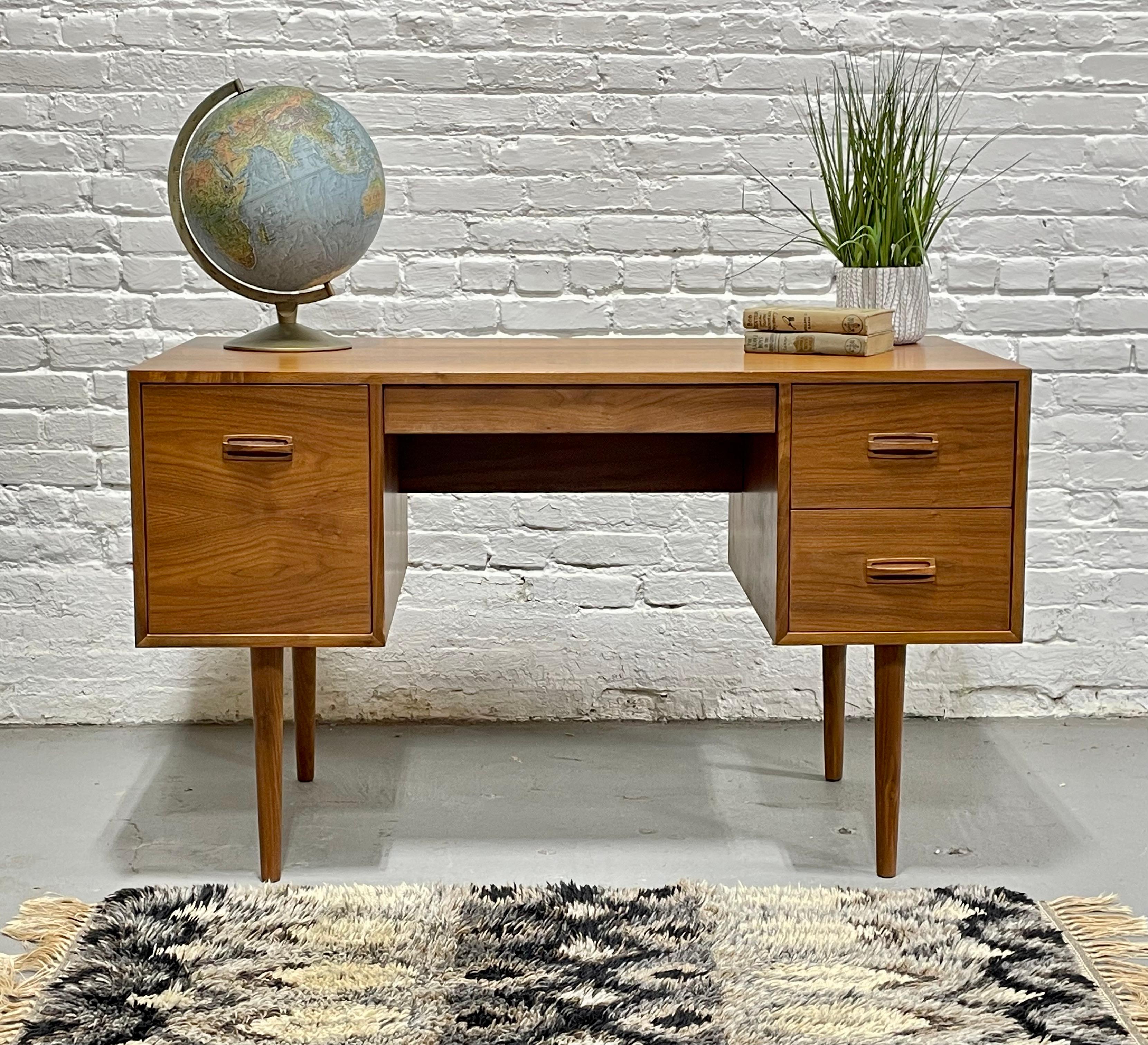 Mid Century Modern TEAK Two Sided DESK + File Cabinet, 1960's For Sale 9