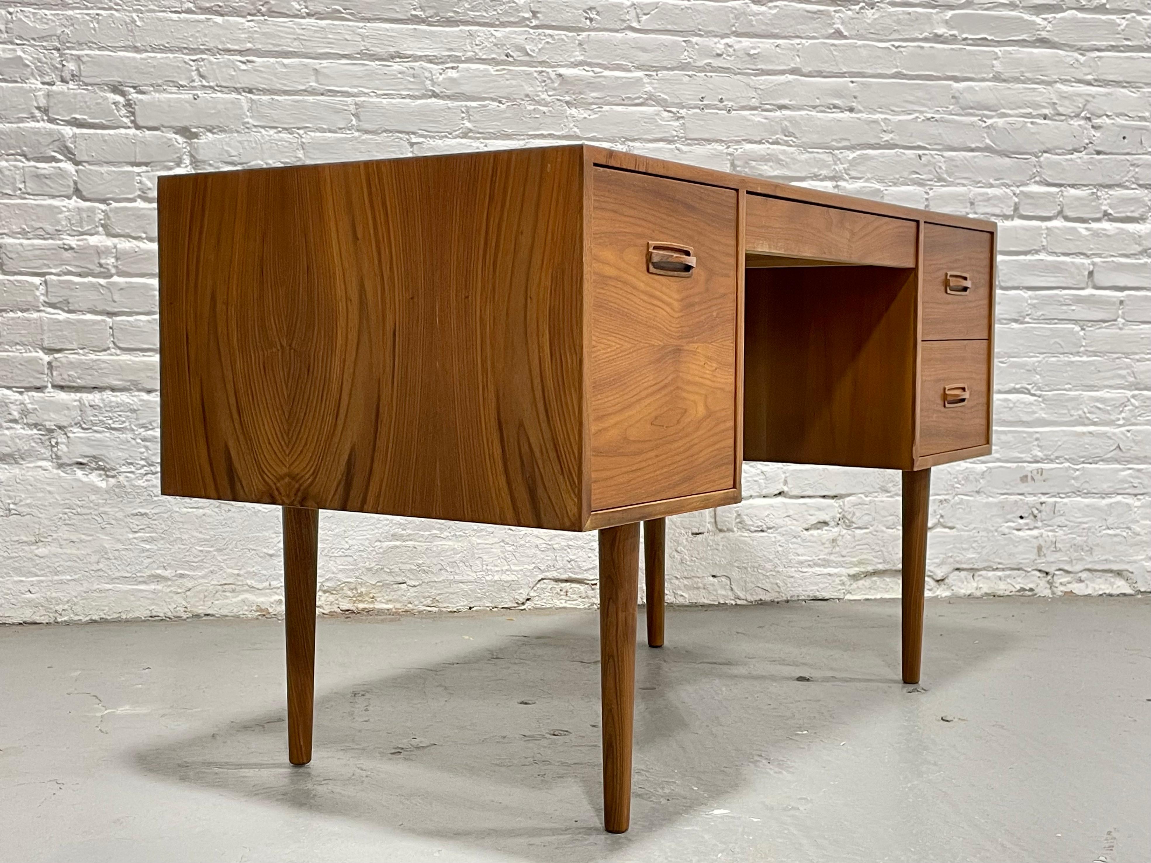 Mid Century Modern TEAK Two Sided DESK + File Cabinet, 1960's In Good Condition For Sale In Weehawken, NJ