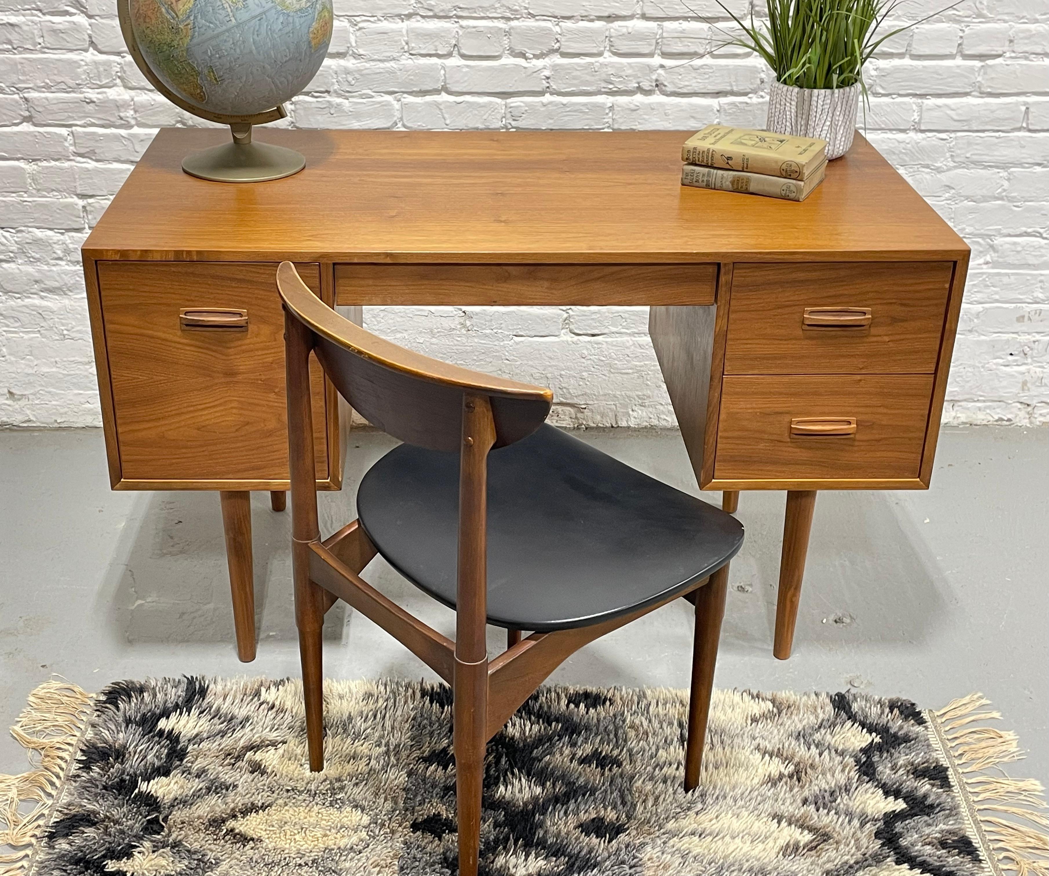 Teak Mid Century Modern TEAK Two Sided DESK + File Cabinet, 1960's For Sale