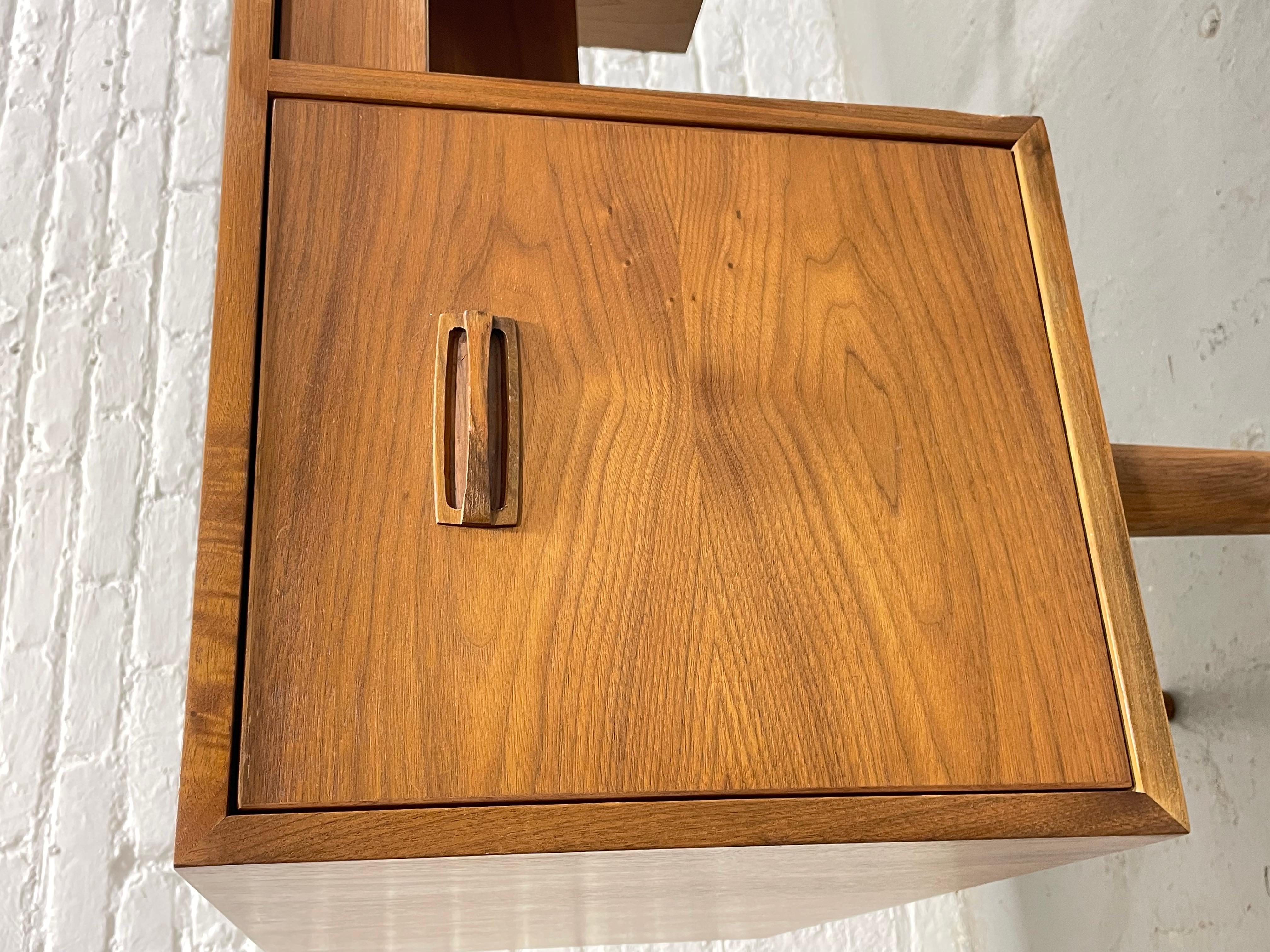 Mid Century Modern TEAK Two Sided DESK + File Cabinet, 1960's For Sale 2