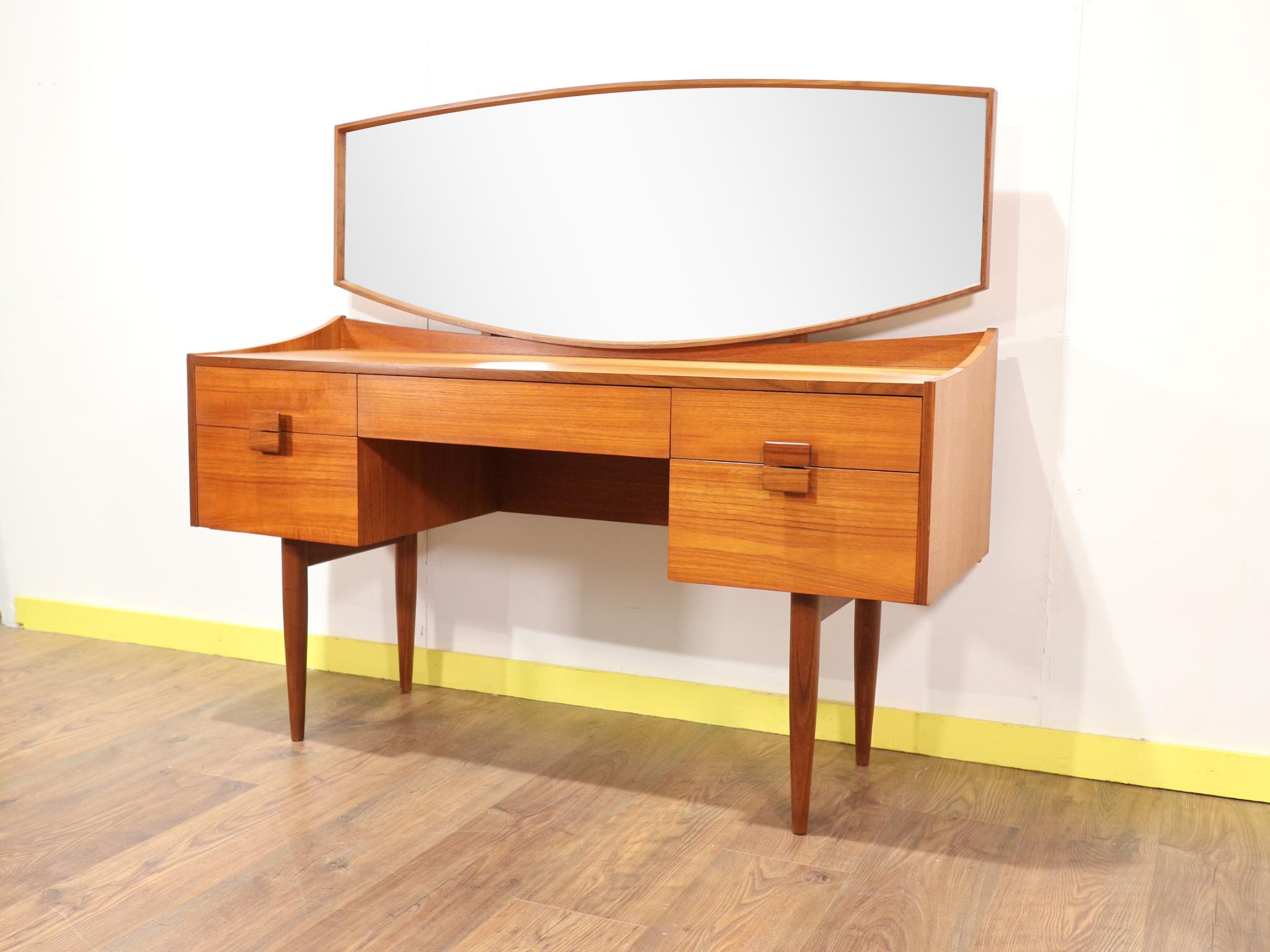 Mid-Century Modern Teak Vanity Desk by Kofod Larsen for G Plan Danish Style Desk 6