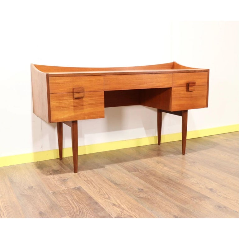 English Mid-Century Modern Teak Vanity Desk by Kofod Larsen for G Plan Danish Style Desk For Sale