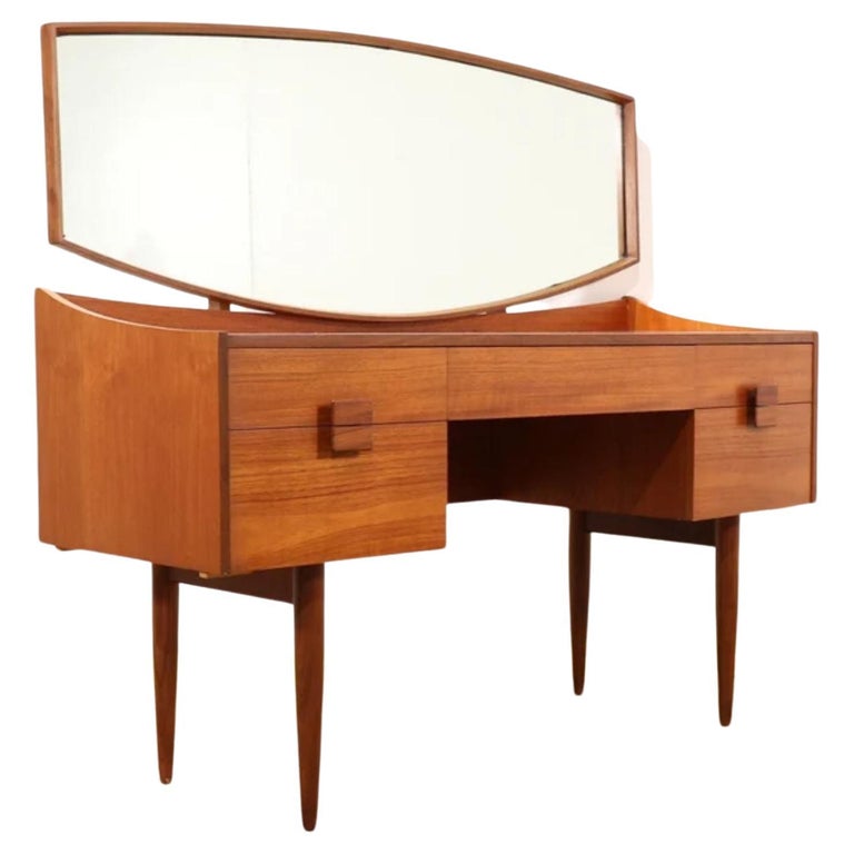 Mid-Century Modern Teak Vanity Desk by Kofod Larsen for G Plan Danish Style Desk For Sale