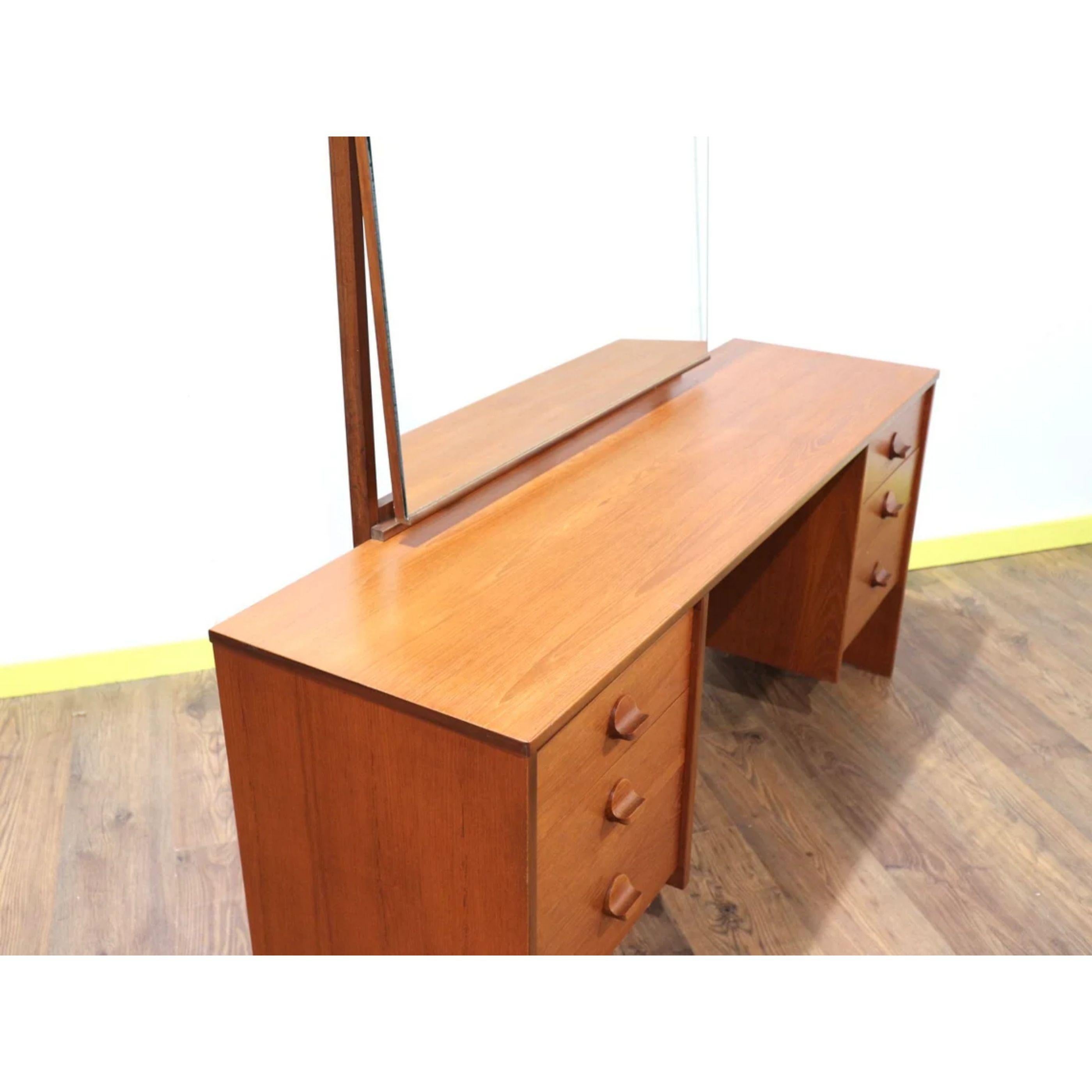 Mid-Century Modern Teak Vanity Desk by Stag Danish Style Vintage 1