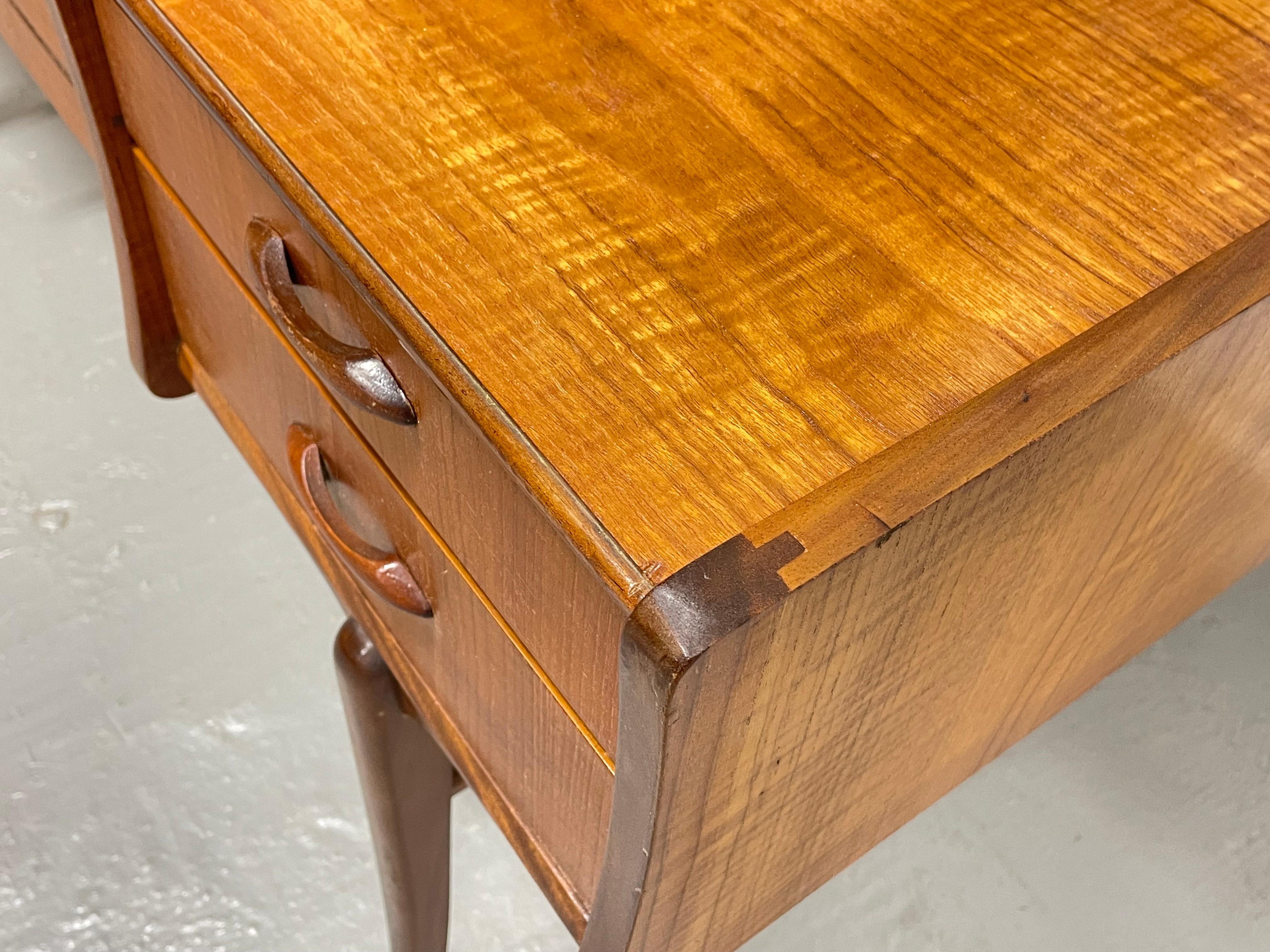 Mid Century MODERN TEAK VANITY / Desk + Large Mirror, c. 1960's 4