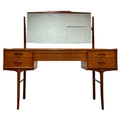 Mid Century MODERN TEAK VANITY / Desk + Large Mirror, c. 1960's