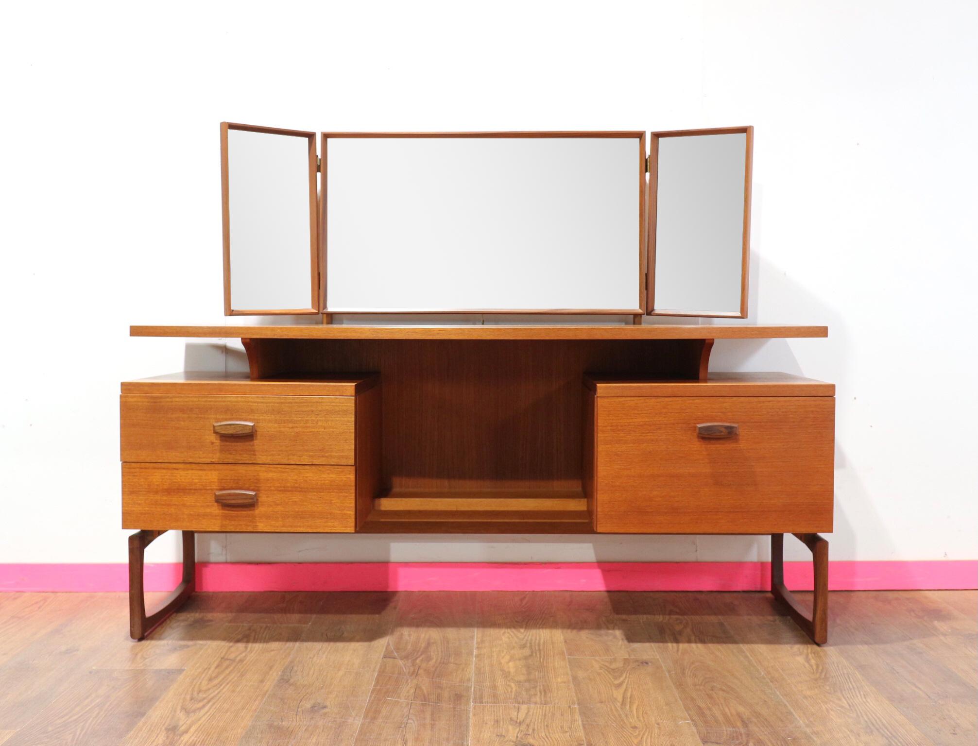 Mid Century Modern Teak Vanity Dressing Table Desk by G Plan Danish Style 8