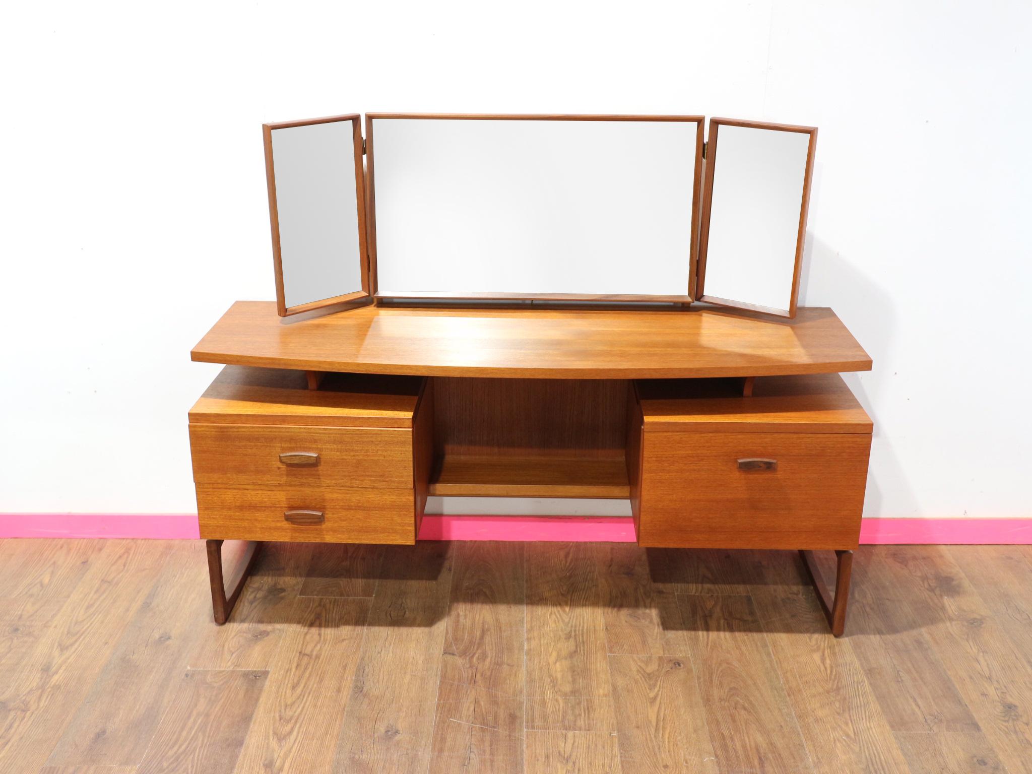 Mid Century Modern Teak Vanity Dressing Table Desk by G Plan Danish Style 9