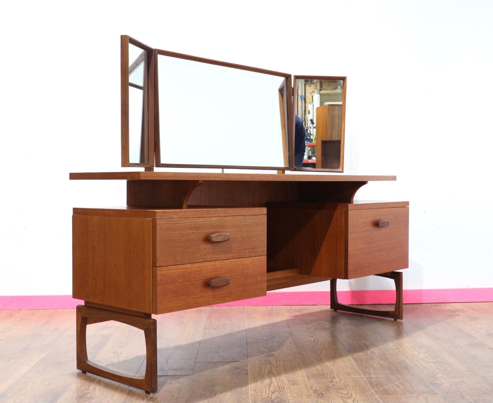 Mid Century Modern Teak Vanity Dressing Table Desk by G Plan Danish Style 4