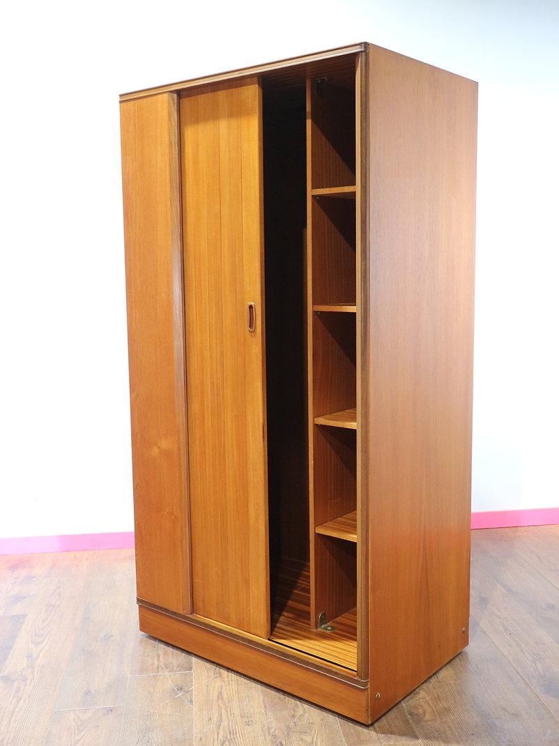 Mid Century Modern Teak Vintage Armoire Wardrobe by Austinsuite Danish Style In Good Condition In Los Angeles, CA