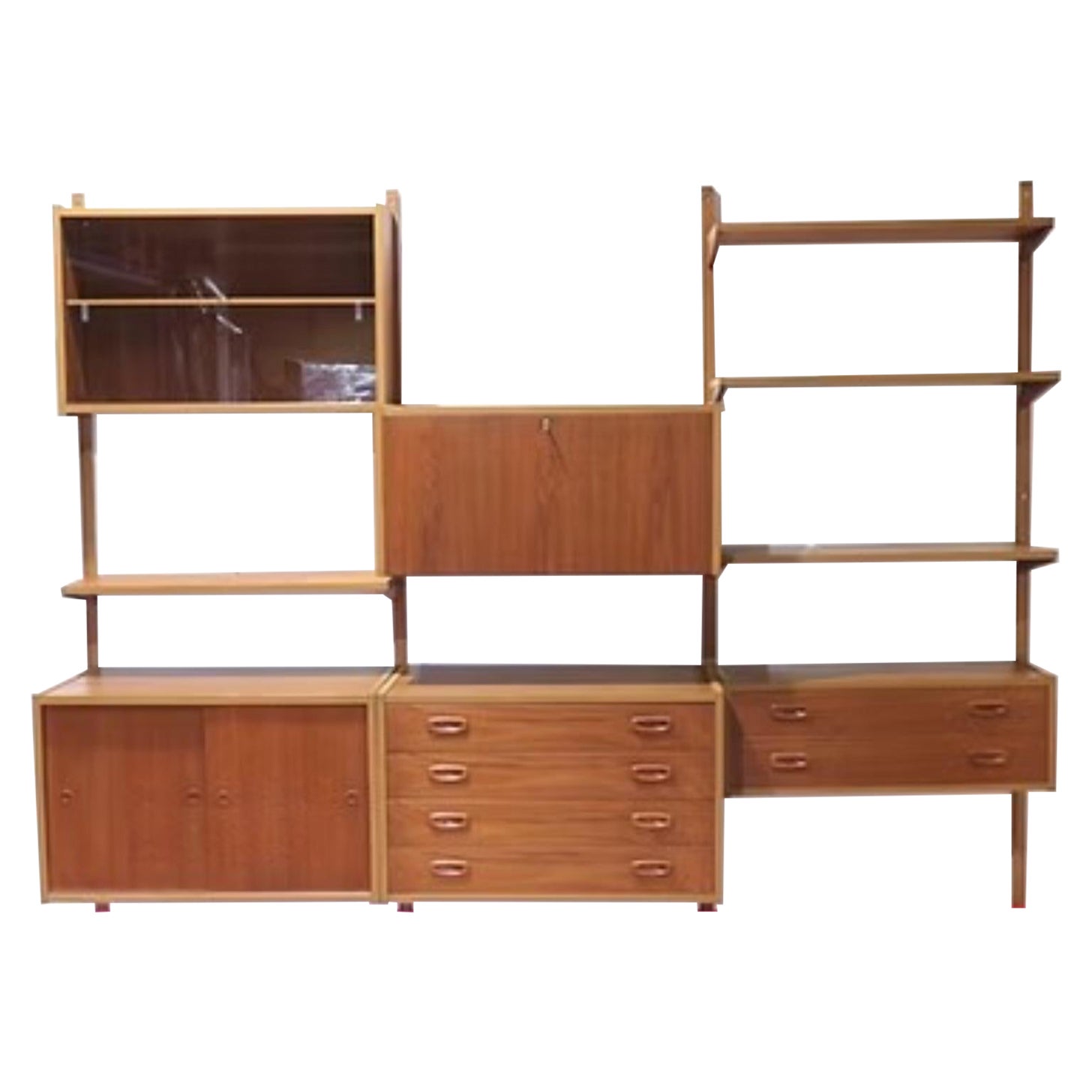 Mid Century Modern Teak Vintage Danish PS Hanging Wall System Regal  Einheit