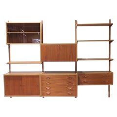 Mid Century Modern Teak Vintage Danish PS Hanging Wall System Shelving  Unit