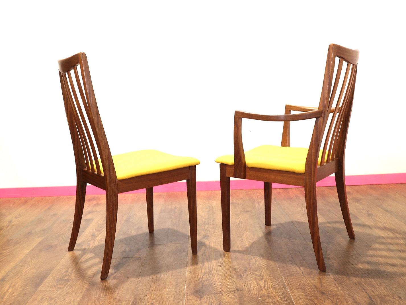 Britannico Sedie da pranzo in teak vintage G-Plan, stile danese, x 6, metà secolo.