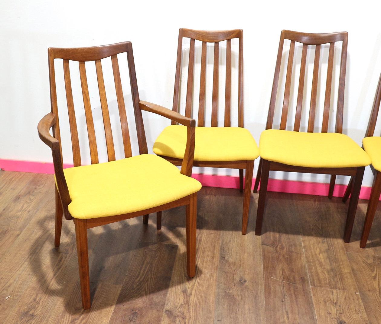 Sedie da pranzo in teak vintage G-Plan, stile danese, x 6, metà secolo. 1