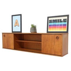 Mid Century Modern Teak Vintage Wall Mounted Credenza Sideboard by Avalon Danish
