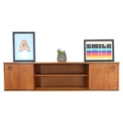Mid Century Modern Teak Vintage Wall Mounted Credenza Sideboard by Avalon Danish