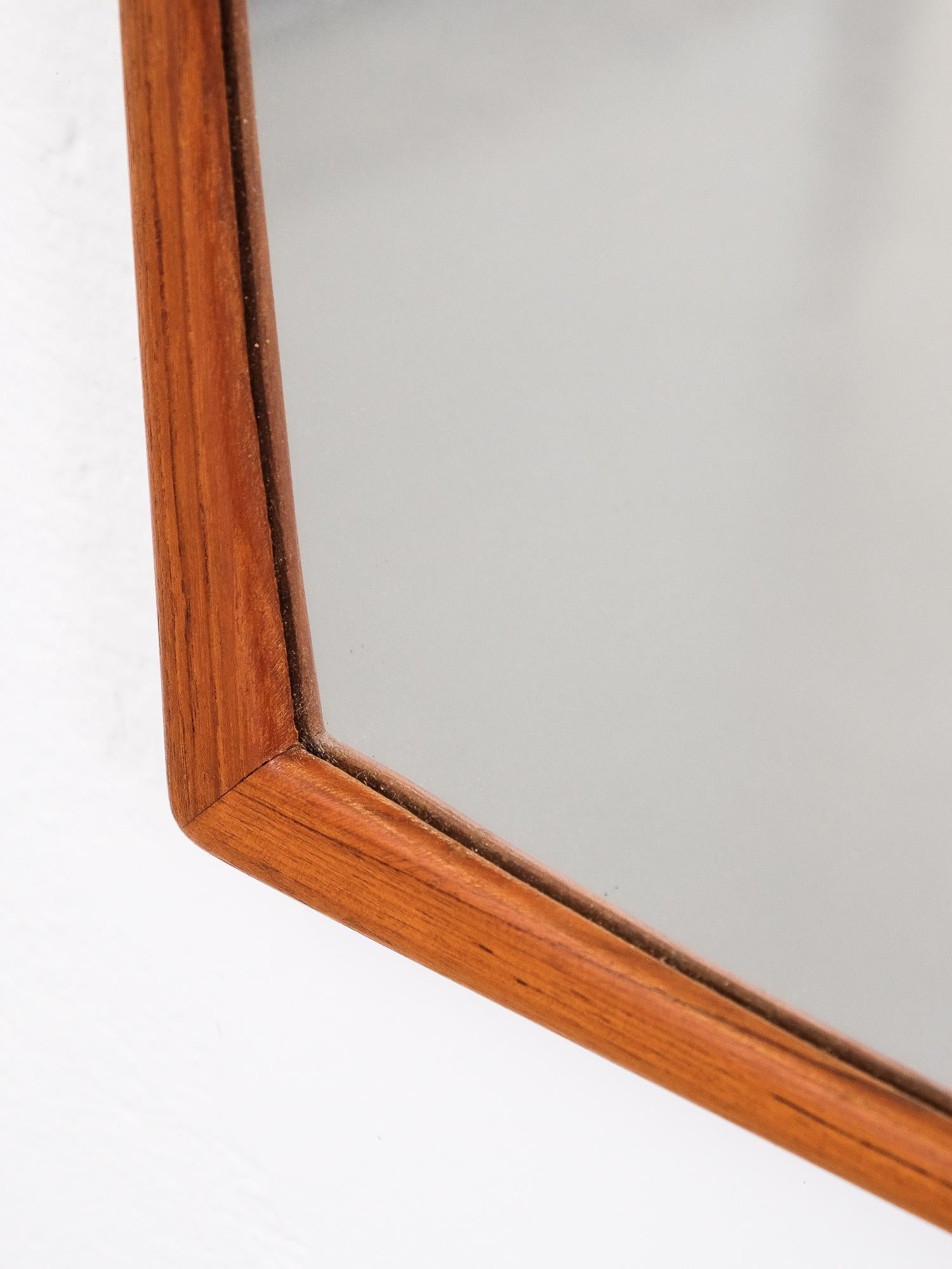 Scandinavian Modern Mid-Century Modern Teak Wall Mirror by Fröseke AB Nybrofabriken, 1950s For Sale