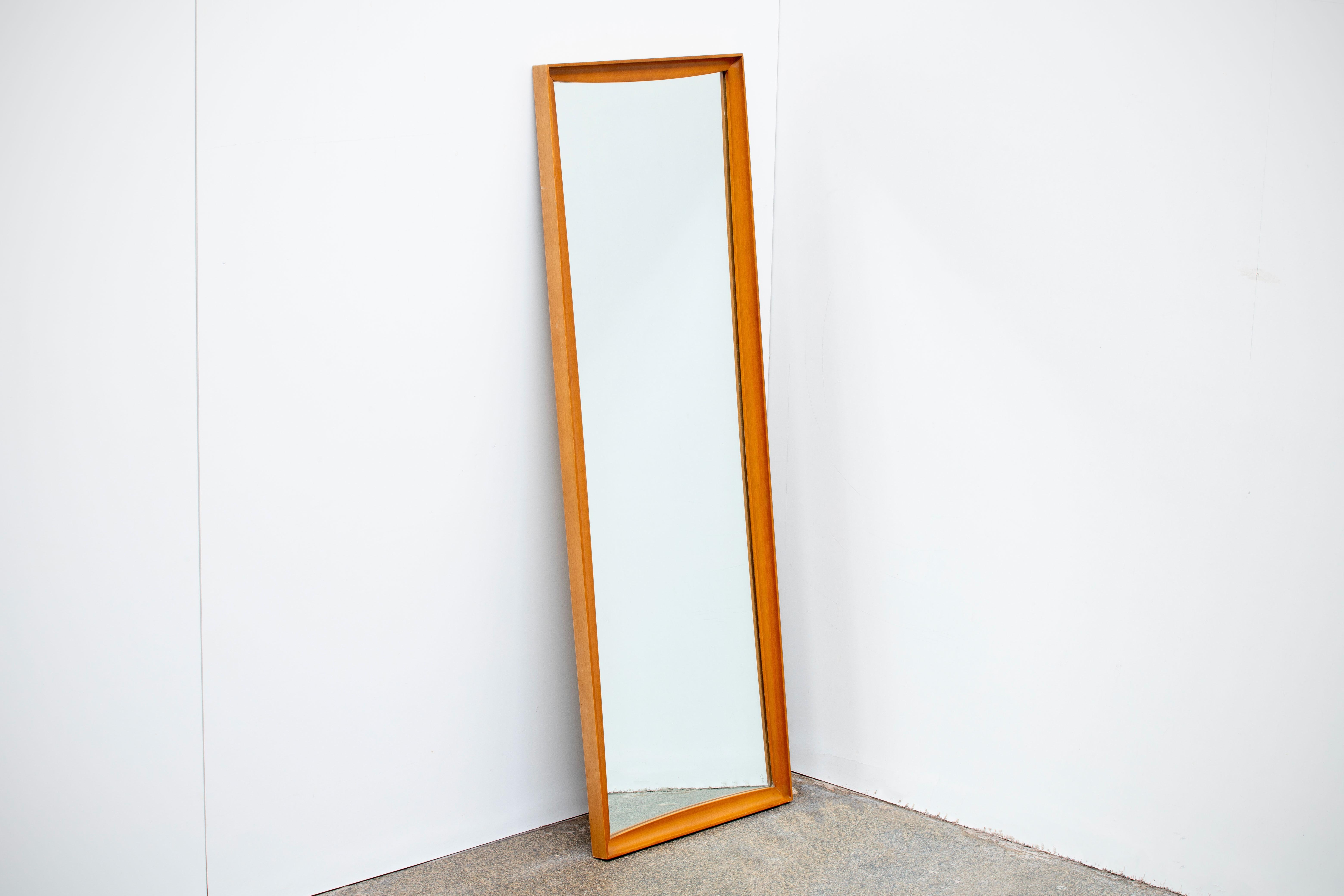 Danish Mid-Century Modern Teak Wall Mirror Full Length, 1960s For Sale