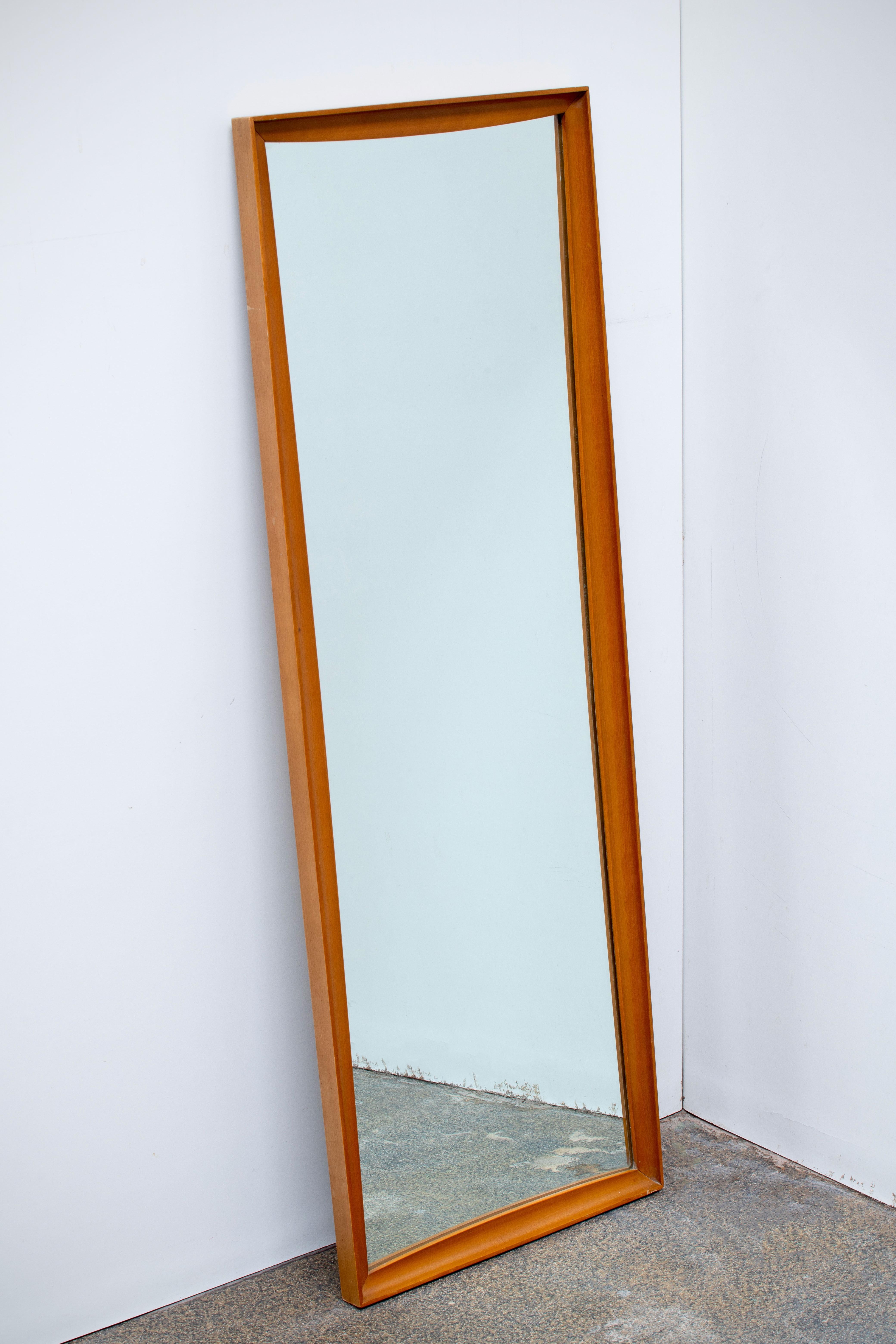 20th Century Mid-Century Modern Teak Wall Mirror Full Length, 1960s For Sale