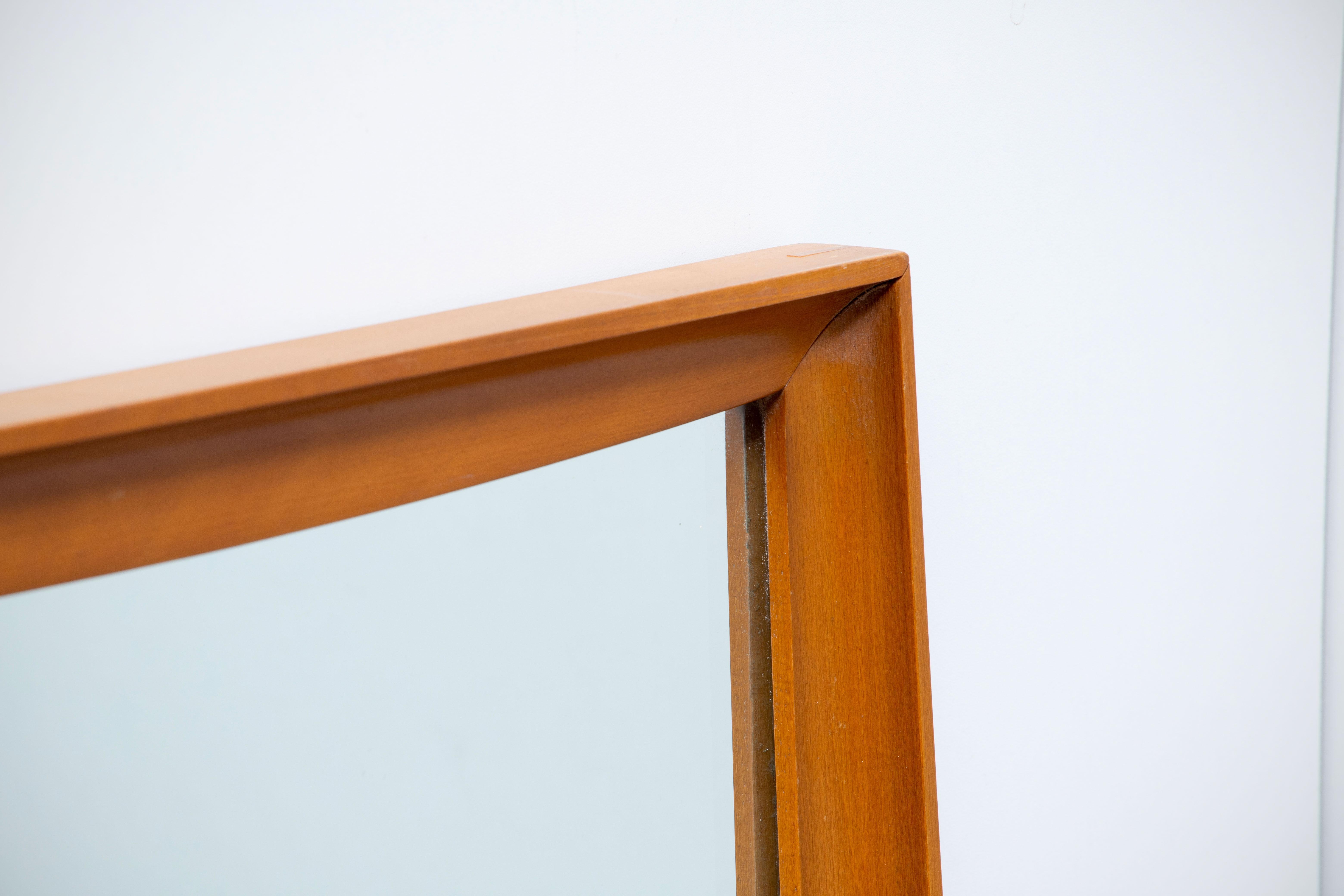Wood Mid-Century Modern Teak Wall Mirror Full Length, 1960s