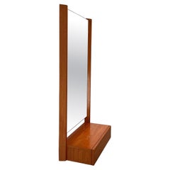 Mid-Century Modern Teak Wall Mirror with Drawer, 1960s
