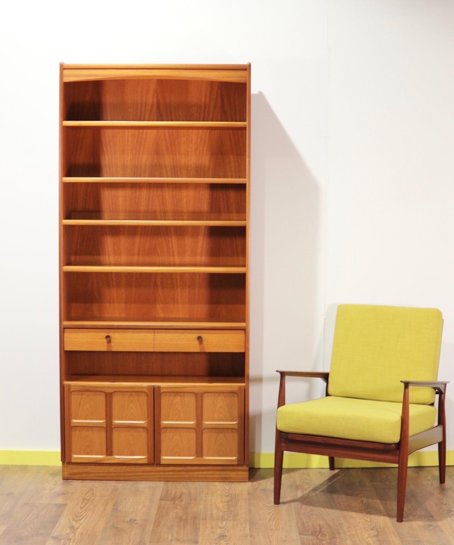 Mid-Century Modern Teak Wall Unit Bookcase by Nathan 3
