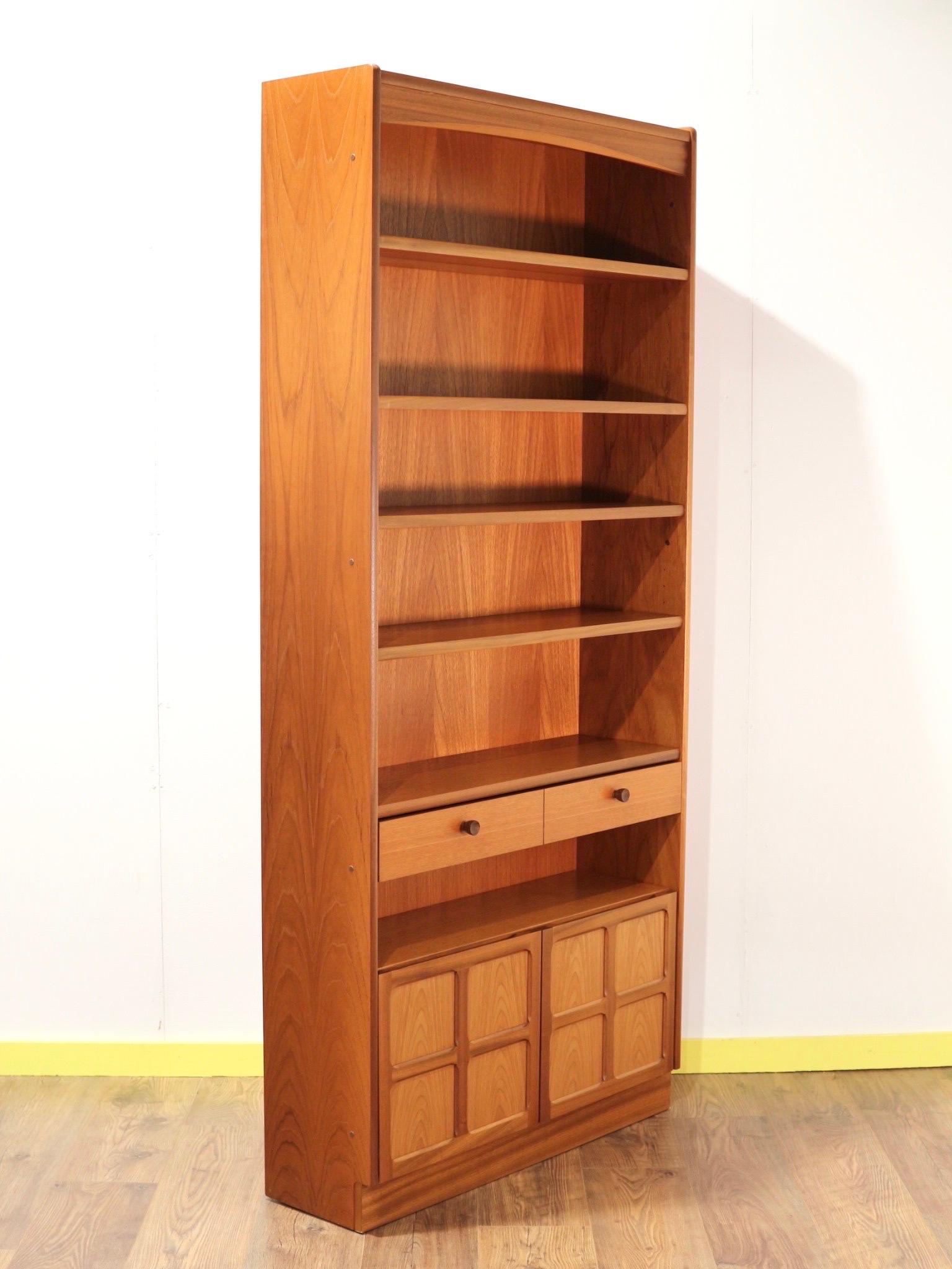 Mid-Century Modern Teak Wall Unit Bookcase by Nathan 4