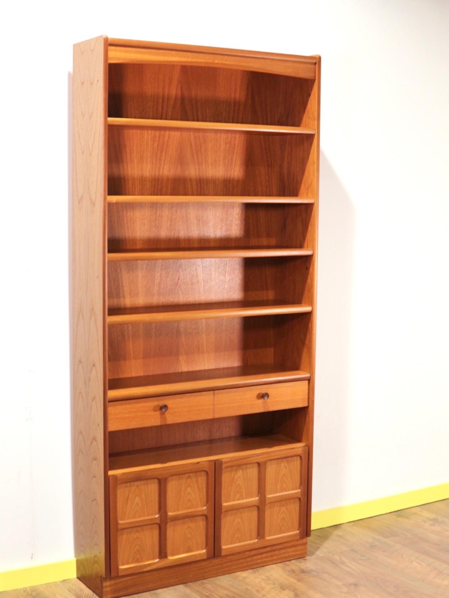 British Mid-Century Modern Teak Wall Unit Bookcase by Nathan