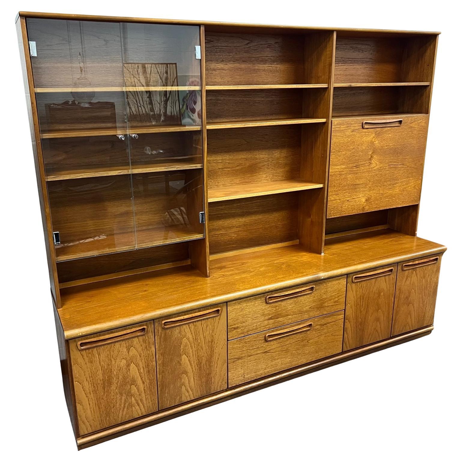Mid Century Modern Teak Wall Unit Bookcase Display Cabinet By Meredew England