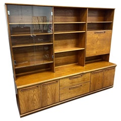 Vintage Mid Century Modern Teak Wall Unit Bookcase Display Cabinet By Meredew England