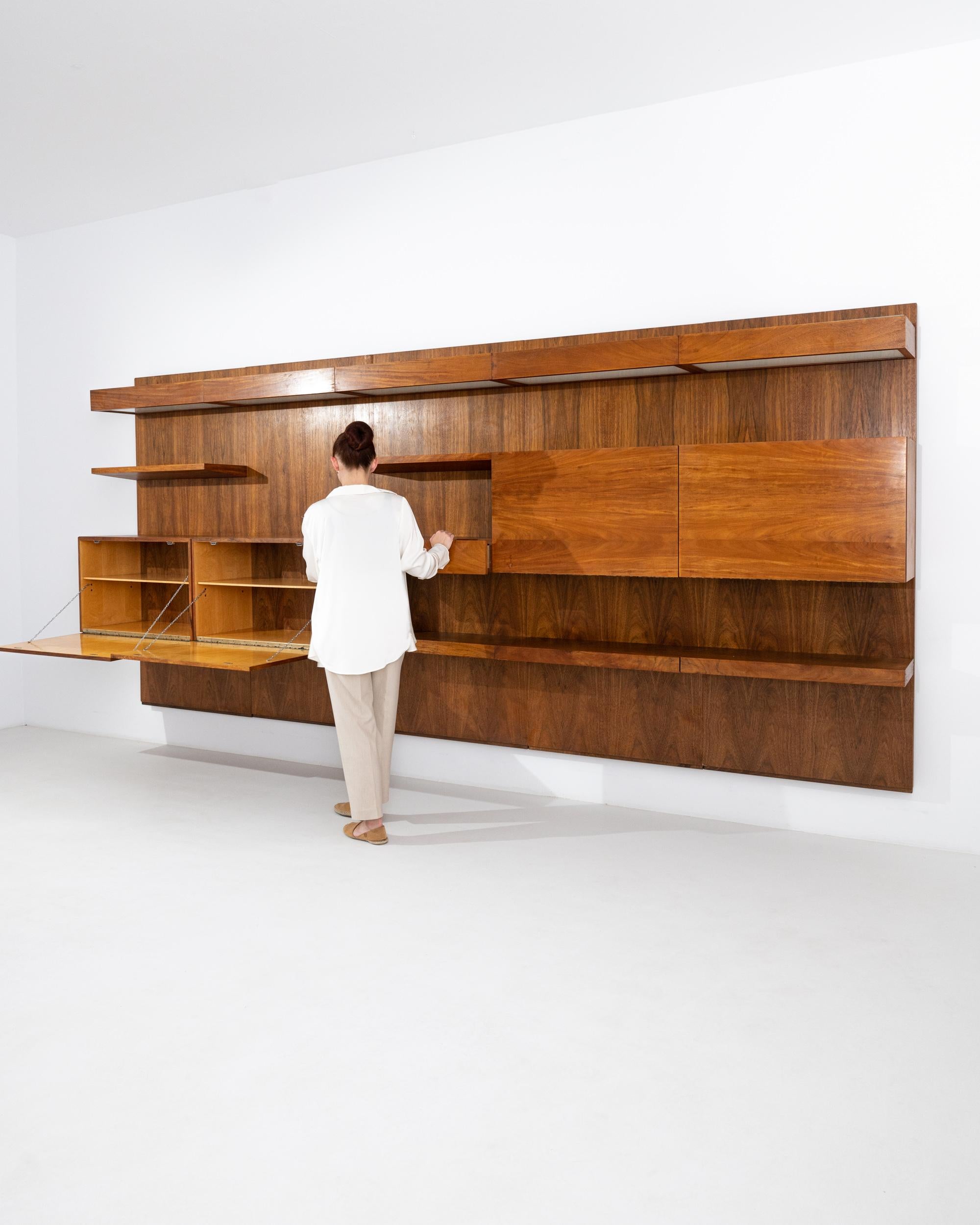 Mid-Century Modern Teak Wall Unit from Central Europe 1