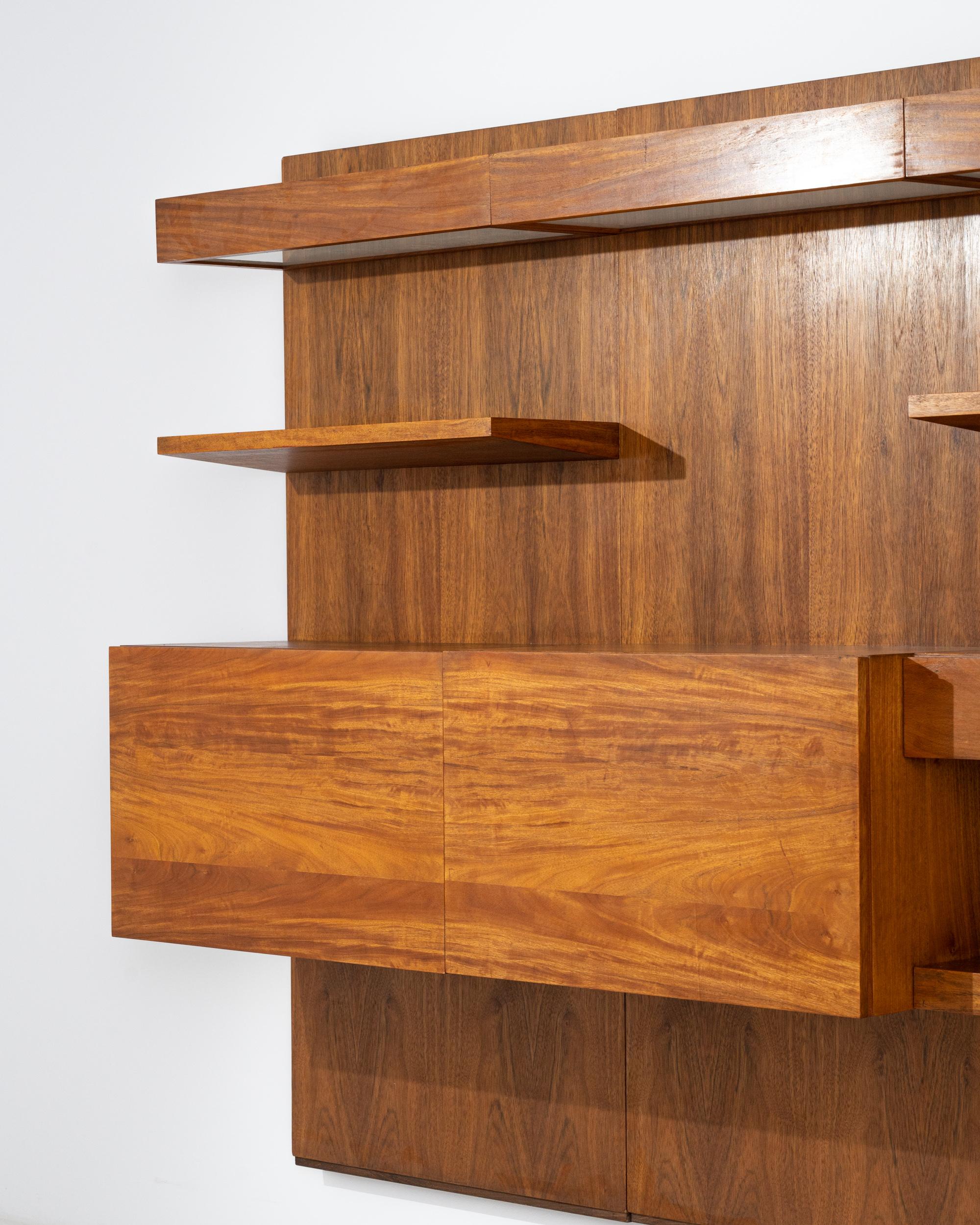 Mid-Century Modern Teak Wall Unit from Central Europe 2