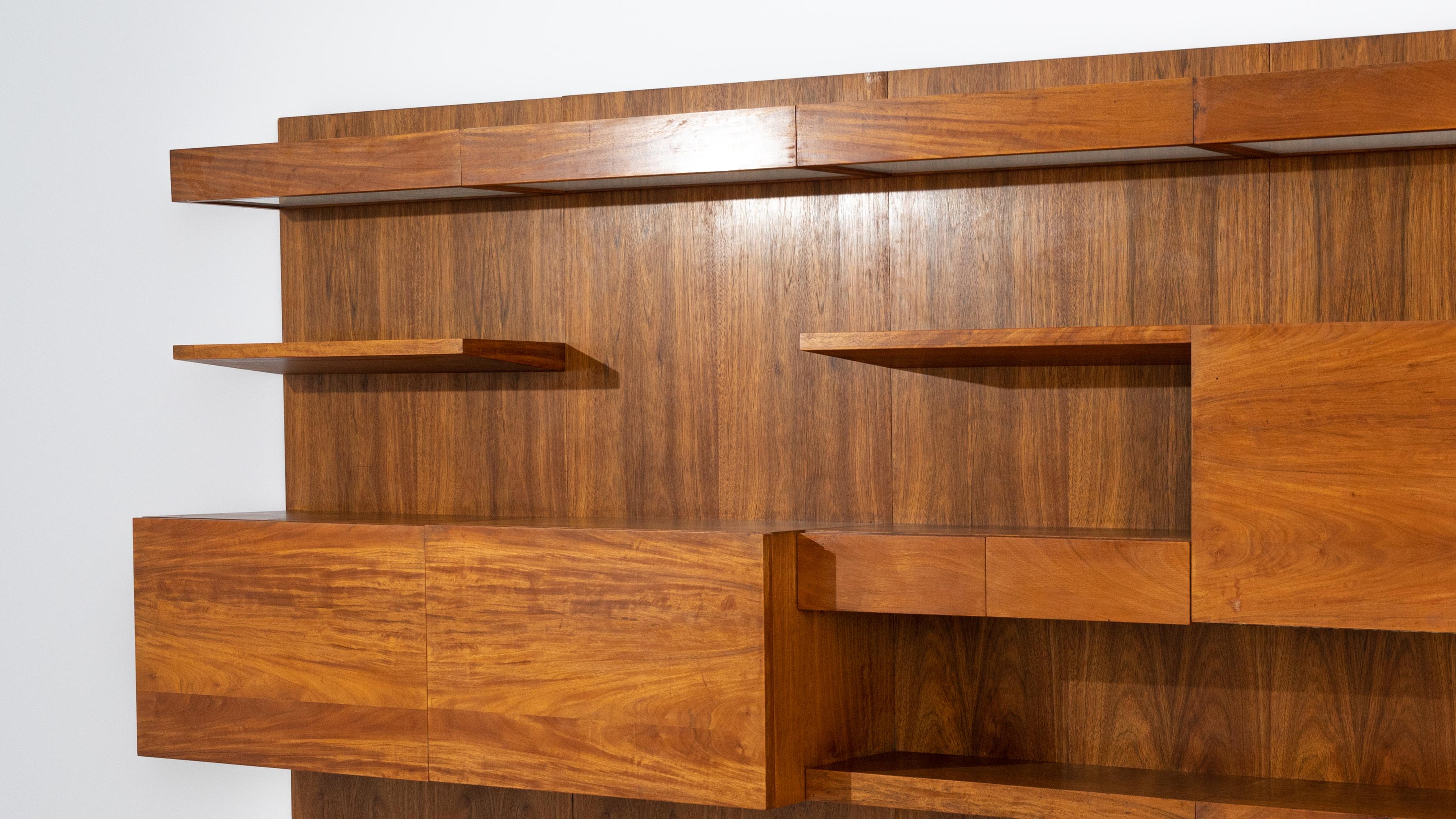 Mid-Century Modern Teak Wall Unit from Central Europe 3
