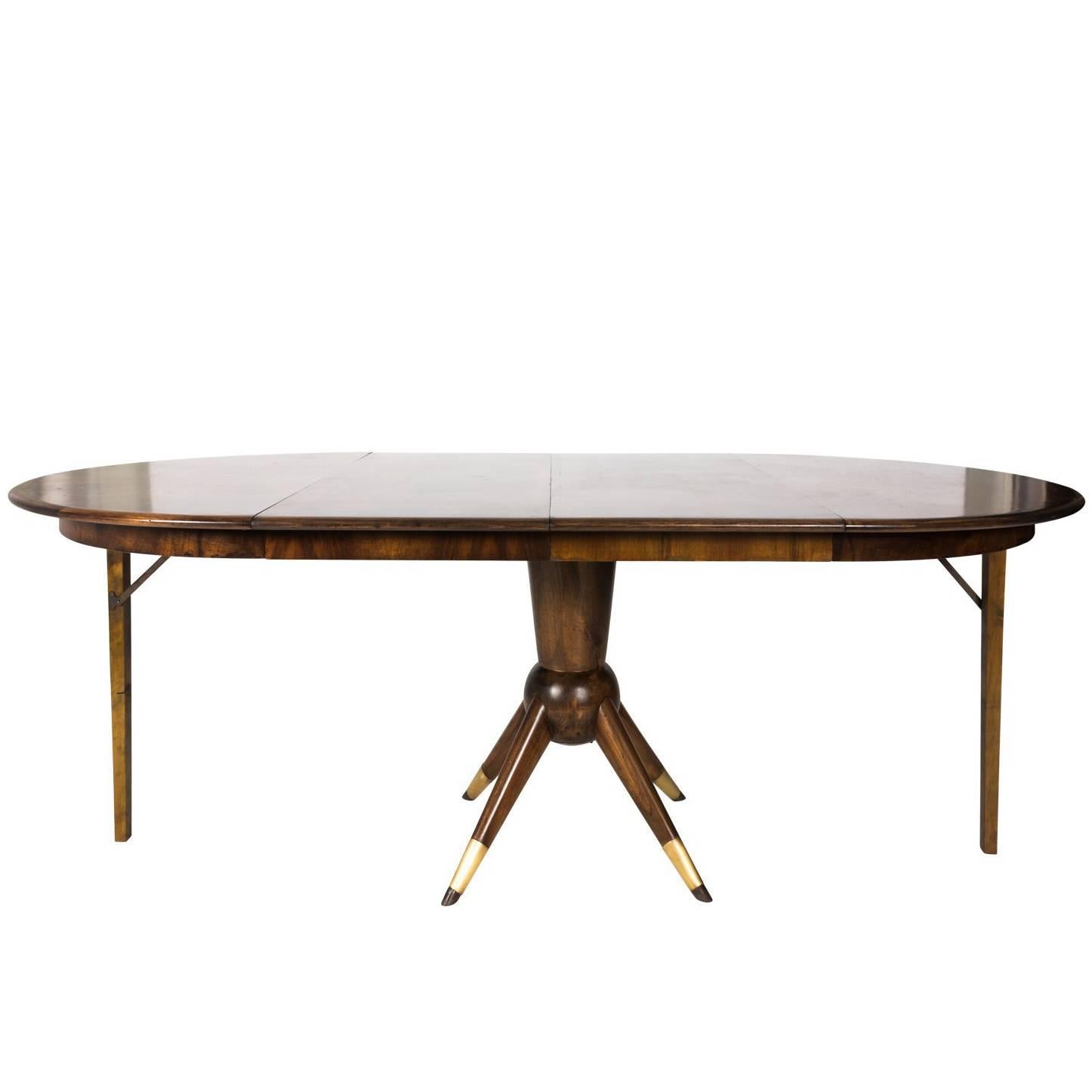 Mid-Century Modern Teak Wood Adjustable Oval / Round Dining Table