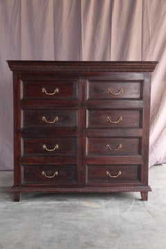 Mid-Century Modern Teak Wood Bachelor's Eight Drawers Chest