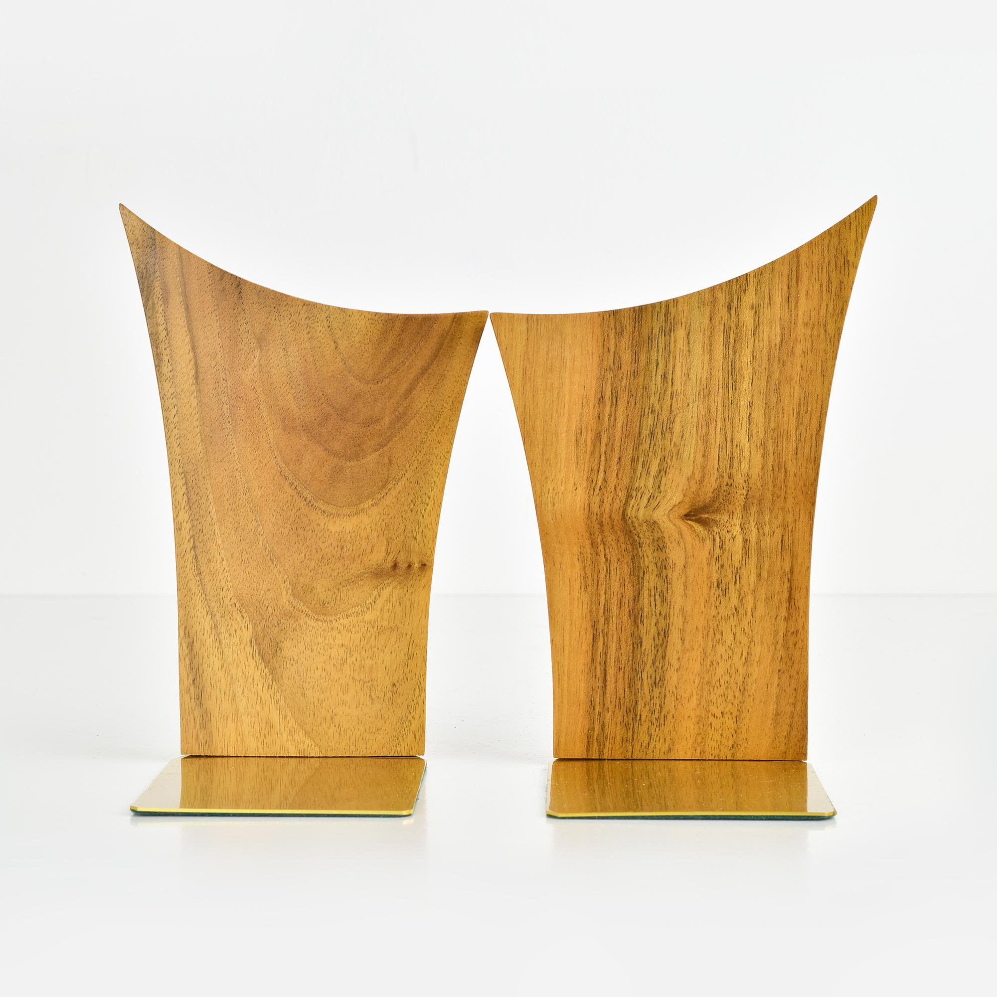 Carved Mid-Century Modern Teak Wood Bookends, Danish Abstract Brutalist Design For Sale